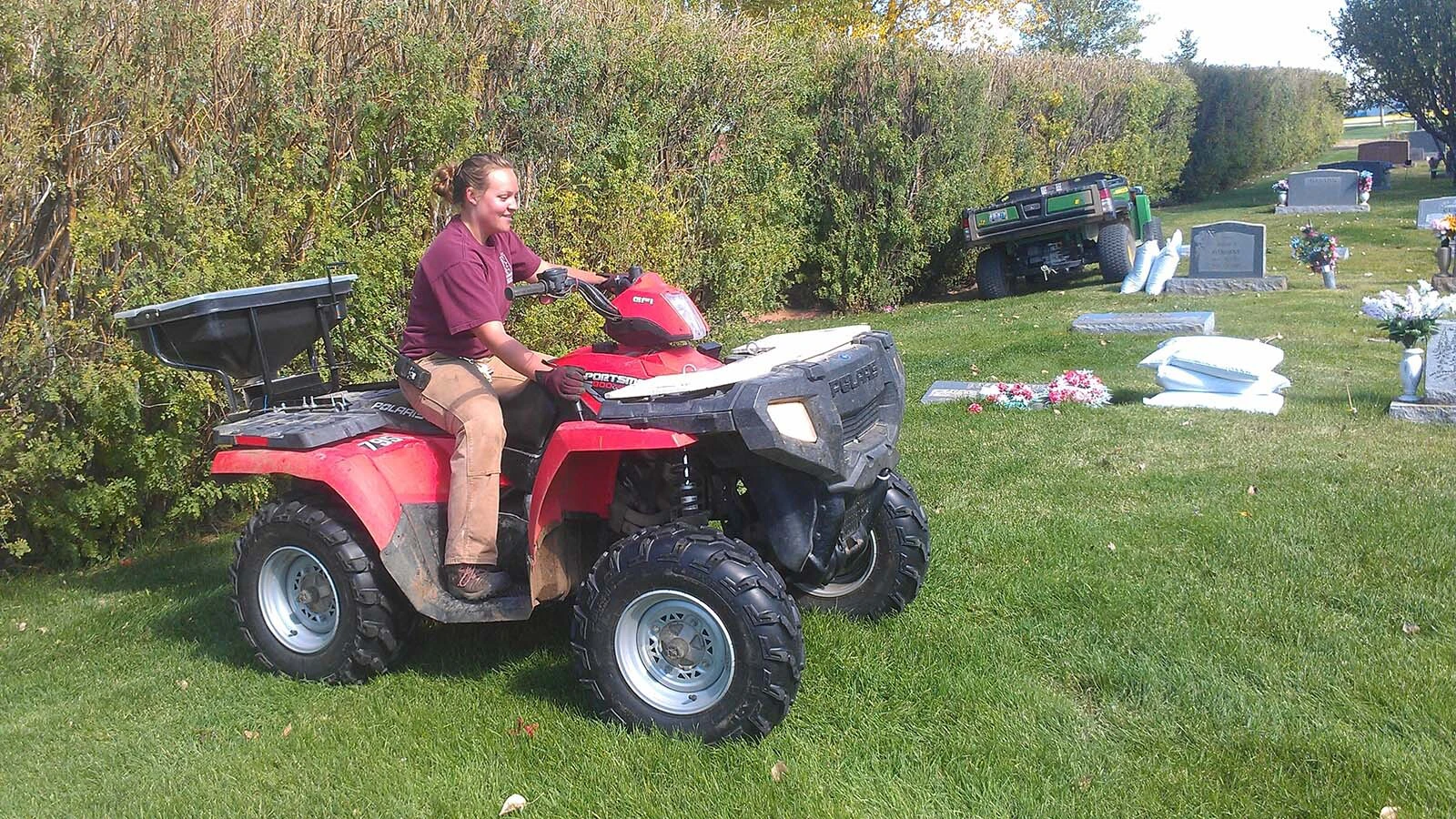 Two riding mowers can each run 40 hours a week during the summer at Greenhill Cemetery, when mowing, trimming and irrigation dominate the workload. 