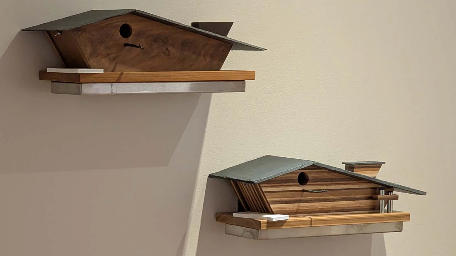 The Brinton Museum in Big Horn honored two Sheridan men with a display of their carved birds and modern birdhouses. Don Johnson and Roger Haight both deny that they are artists but the beauty of their woodworking says otherwise.