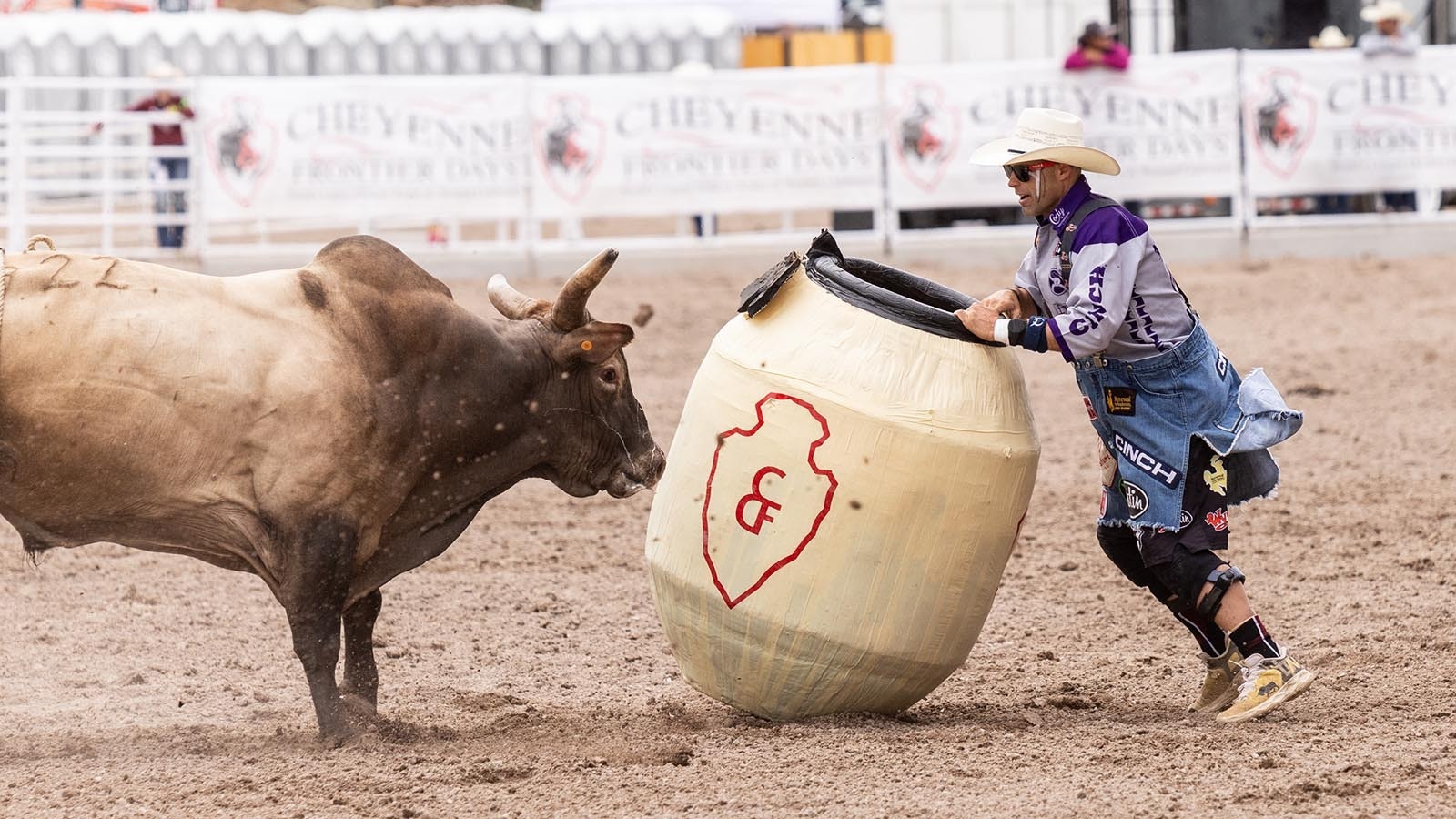 Cowboys compete in the Cheyenne Frontier Days Rodeo, billed as the "Daddy of 'em All," in this file photo.