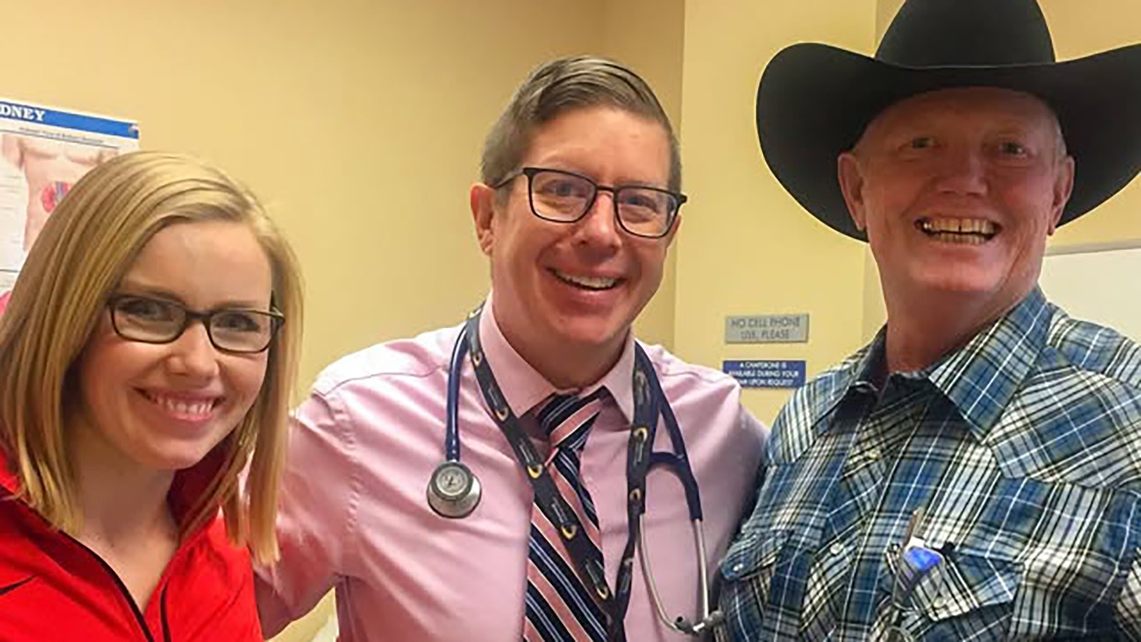 When Jim Moss desperately needed a new kidney, it was his daughter, Carla, who became his donor on Jan. 16, 2018. Shown here with their mutual kidney doctor, Dr. Casey Cotant.