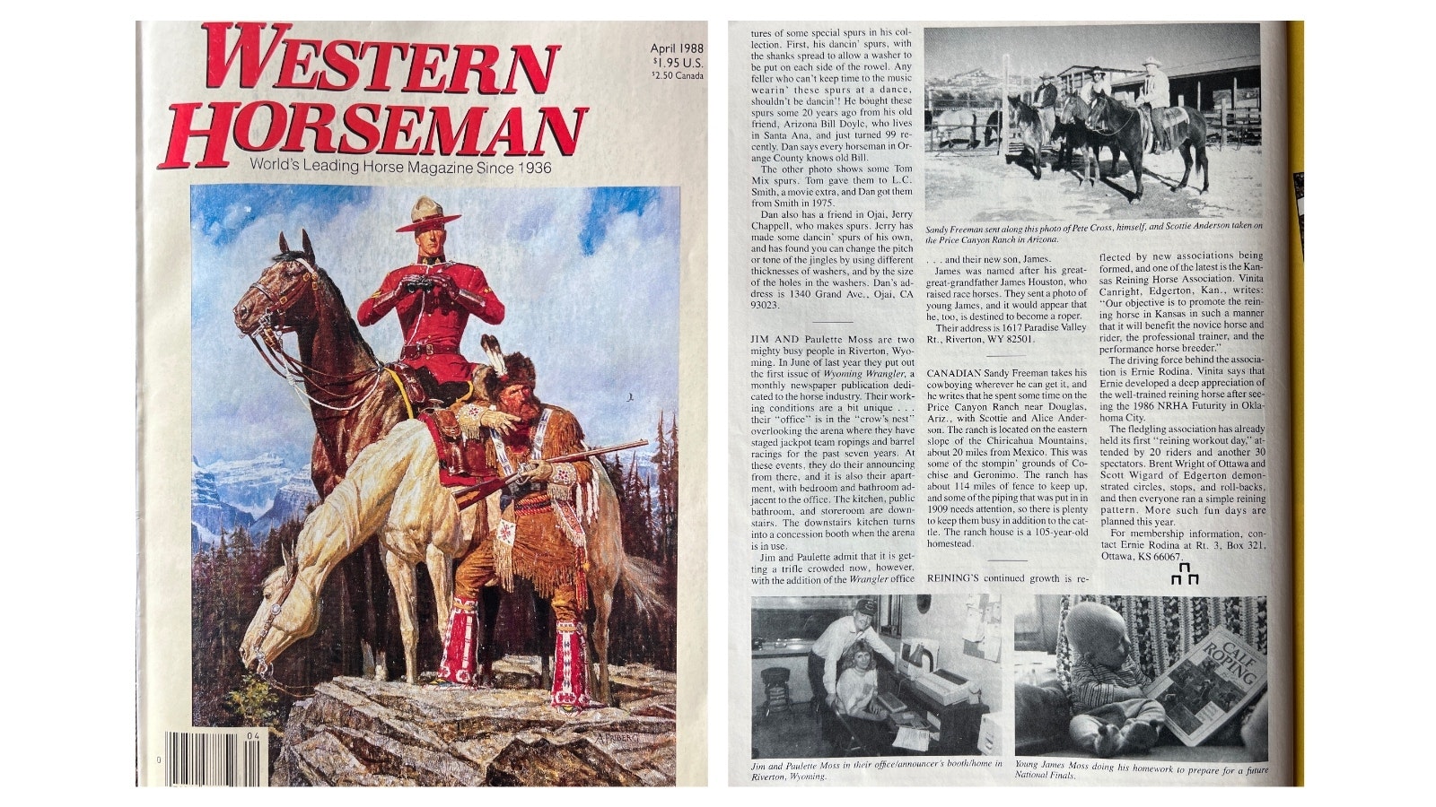 Within a year of starting their magazine, originally called Wyoming Wrangler, Jim and Paulette Moss were featured in the Western Horseman’s April 1988 issue.