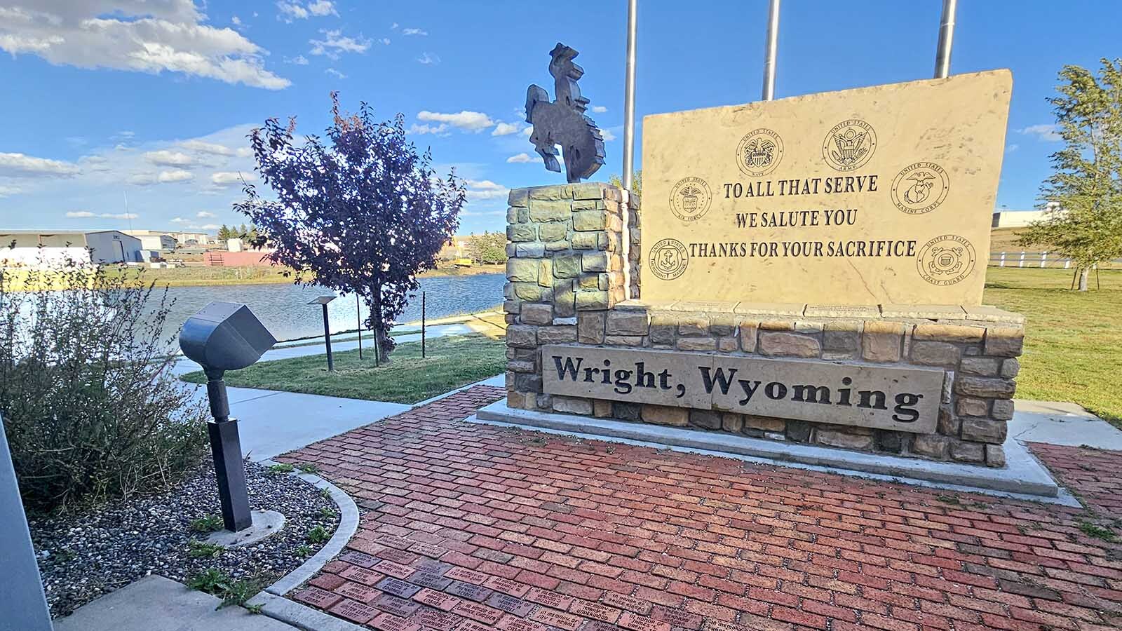 A veterans memorial in Wright, Wyoming.
