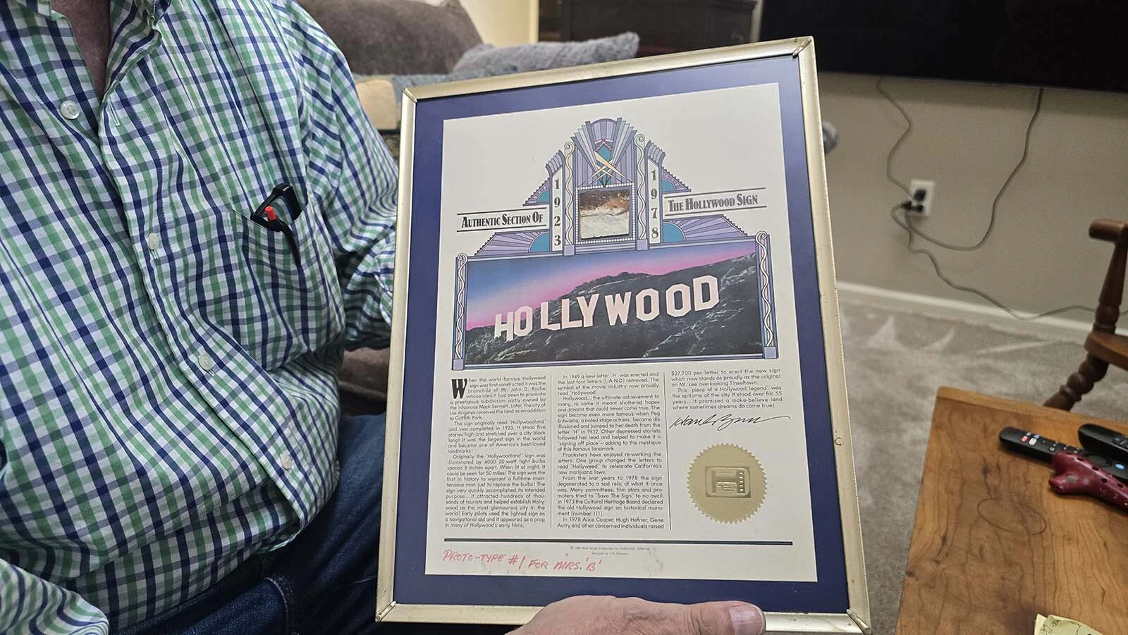 The tiny square of the Hollywood sign retailed for $29.95 back in the 1980s.