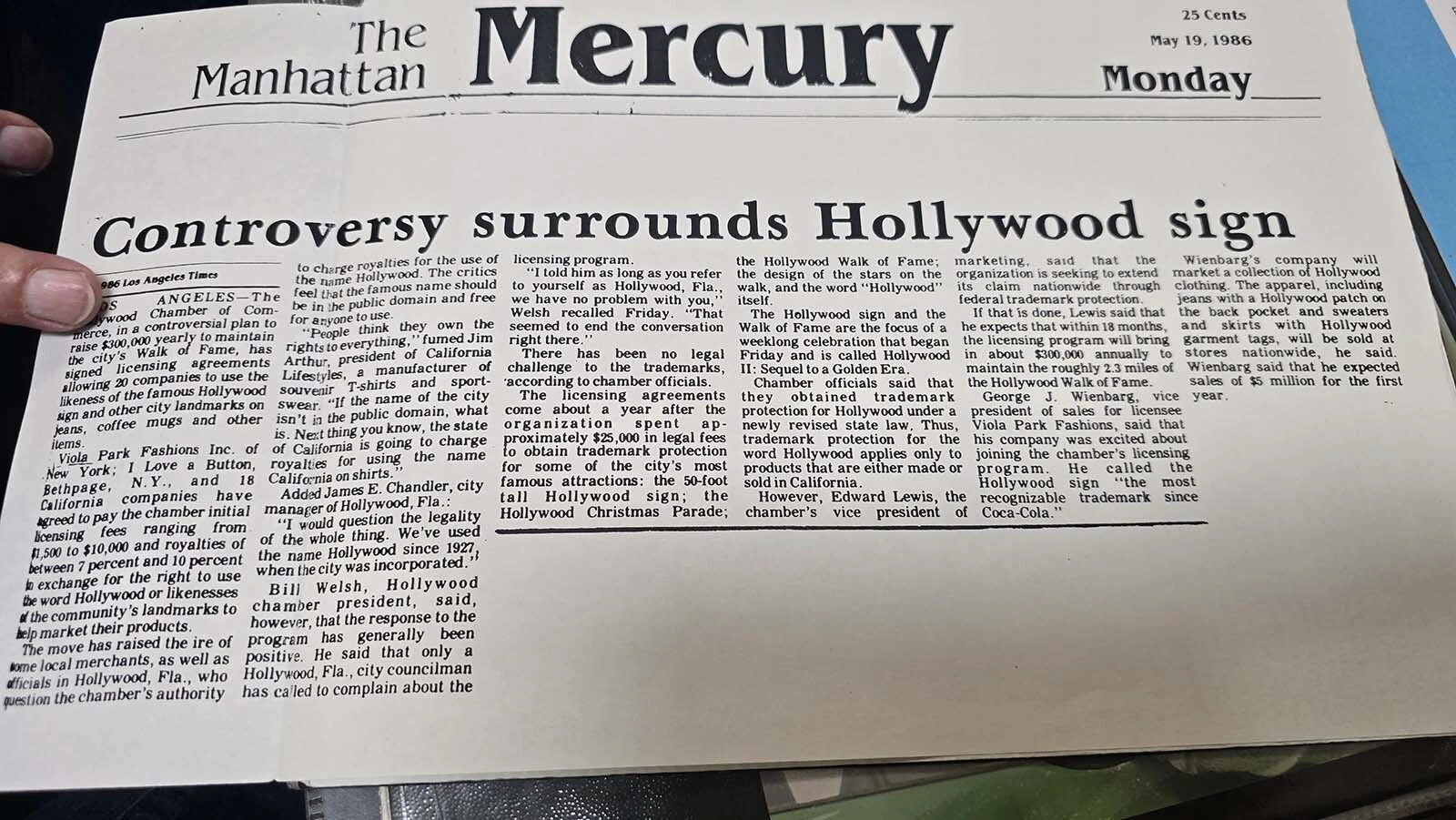 Trademarking the Hollywood sign eventually led to some controversy, and prompted the Chamber of Commerce to protect other famous Hollywood landmark with their own trademarks.