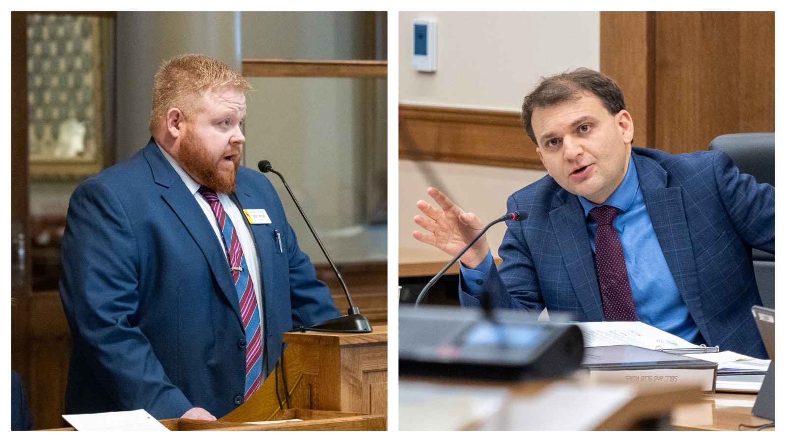 State Rep. Cody Wylie, left, and Secretary of State Chuck Gray