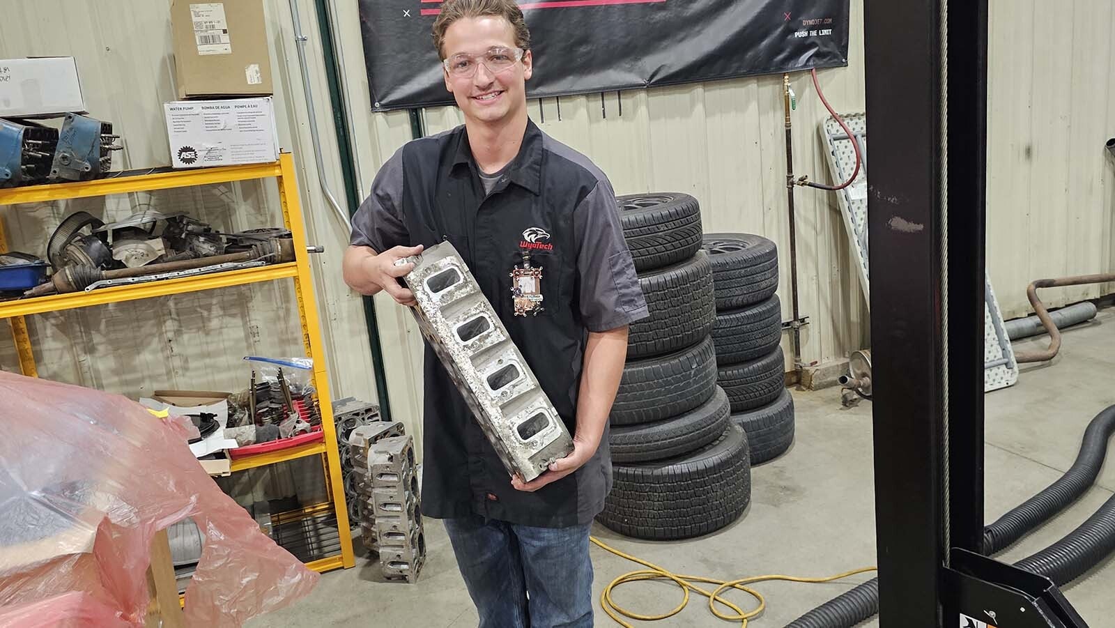 Chance Wellborn's personal project at WyoTech involved a Camaro he's souping up. Originally from Tennessee, he graduates in two weeks with a job at Sewell Cadillac in Dallas.