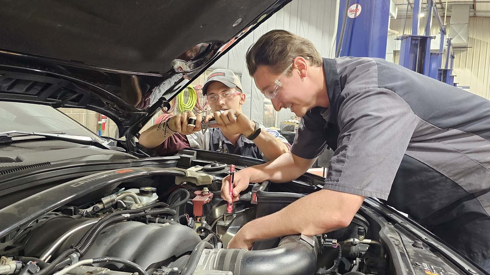 Chance Wellborn's personal project at WyoTech involved a Camaro he's souping up. Originally from Tennessee, he graduates in two weeks with a job at Sewell Cadillac in Dallas.