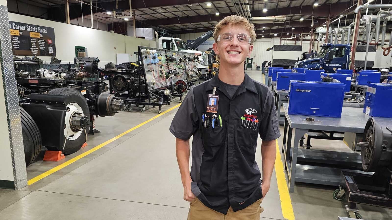 Scott Martin, from California, was initially thinking he'd go into WyoTech's ranching program. When it was canceled, he switched to diesel mechanics. He's already got multiple job offers, even though he's only about half-way through his program.