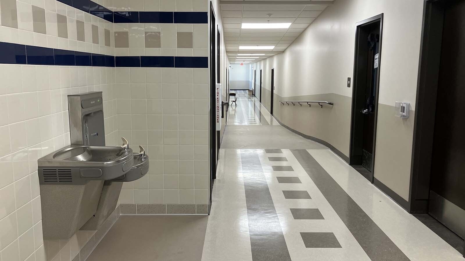 The second-floor hallway in the new building that will welcome students to the new school year at Wyoming Classical Academy.