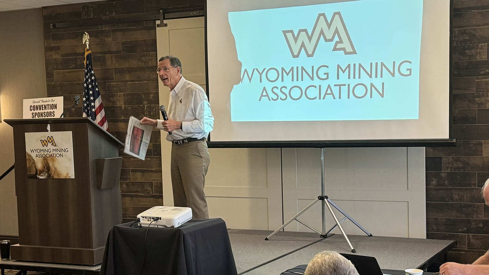 U.S. Sens. John Barrasso and Cynthia Lummis, both of whom are Republicans from Wyoming, blasted the Environmental Protection Agency and other federal agency rules that are designed to phase out coal and natural gas-fired plants. The lawmakers delivered their remarks at the Wyoming Mining Association’s annual convention in Cody on Friday. Above, Barrasso said that the president has weaponized the EPA, "weaponized them to prioritize climate over energy that is available, affordable and reliable. Climate for them is a religion.”
