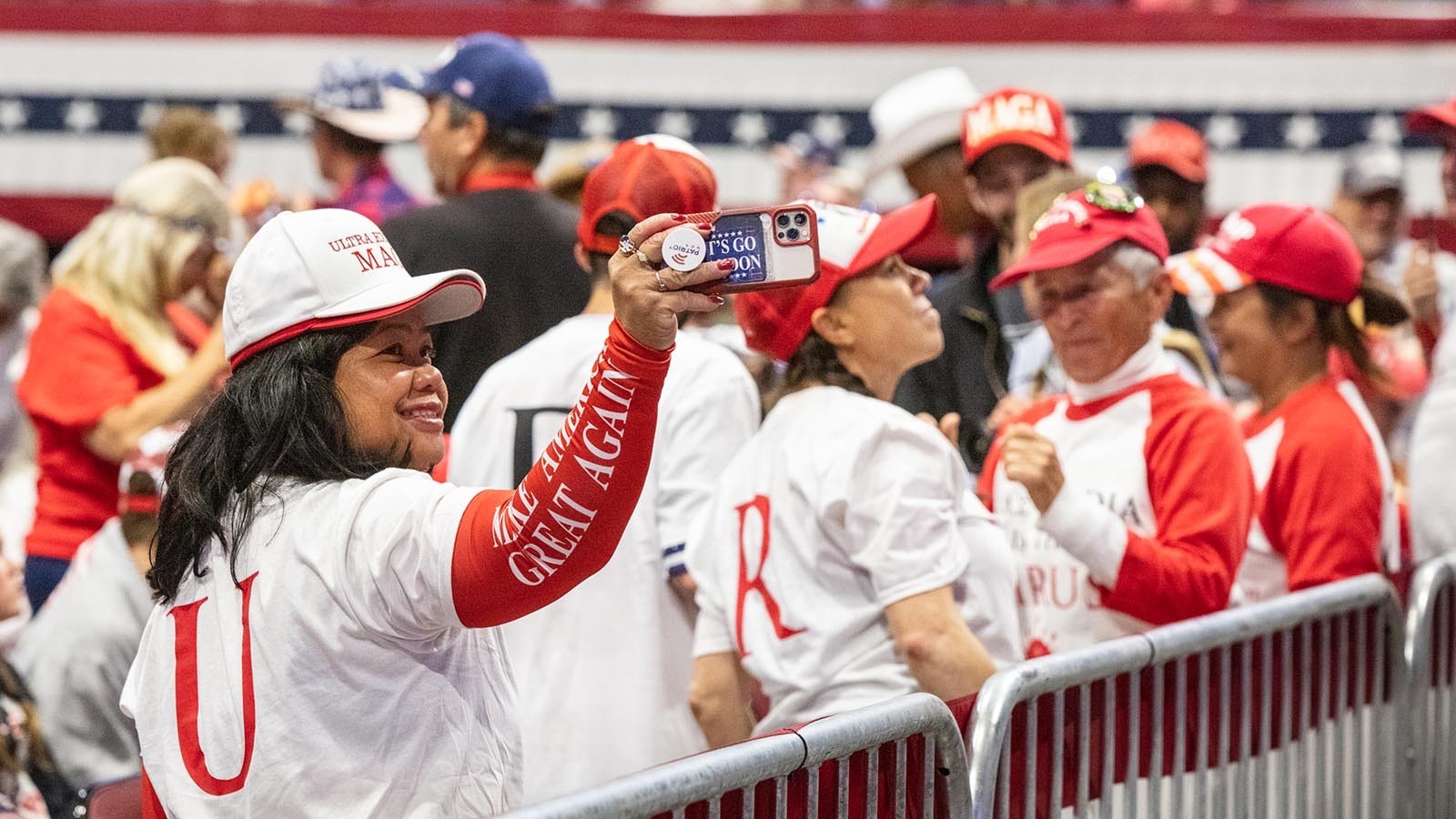 Thousands of Wyoming Republicans rallied in Casper for a visit by former President Donald Trump in May 2022. Already a solidly red state politically, data shows Wyoming is getting redder as people move from neighboring Colorado and other blue states.