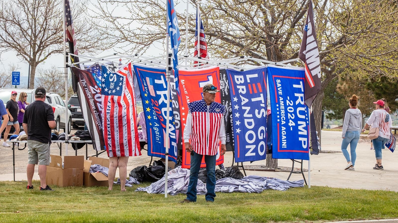 Thousands of Wyoming Republicans rallied in Casper for a visit by former President Donald Trump in May 2022. Already a solidly red state politically, data shows Wyoming is getting redder as people move from neighboring Colorado and other blue states.