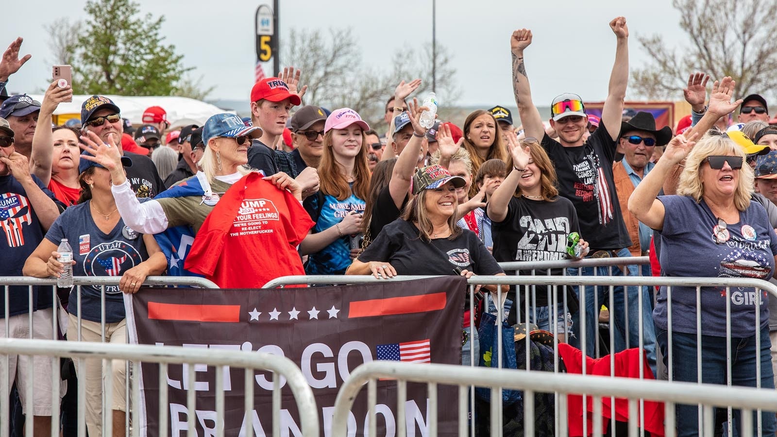 Thousands of Wyoming Republicans rallied in Casper for a visit by former President Donald Trump in May 2022. Already a solidly red state politically, data shows Wyoming is getting redder as people move from neighboring Colorado and other blue states.