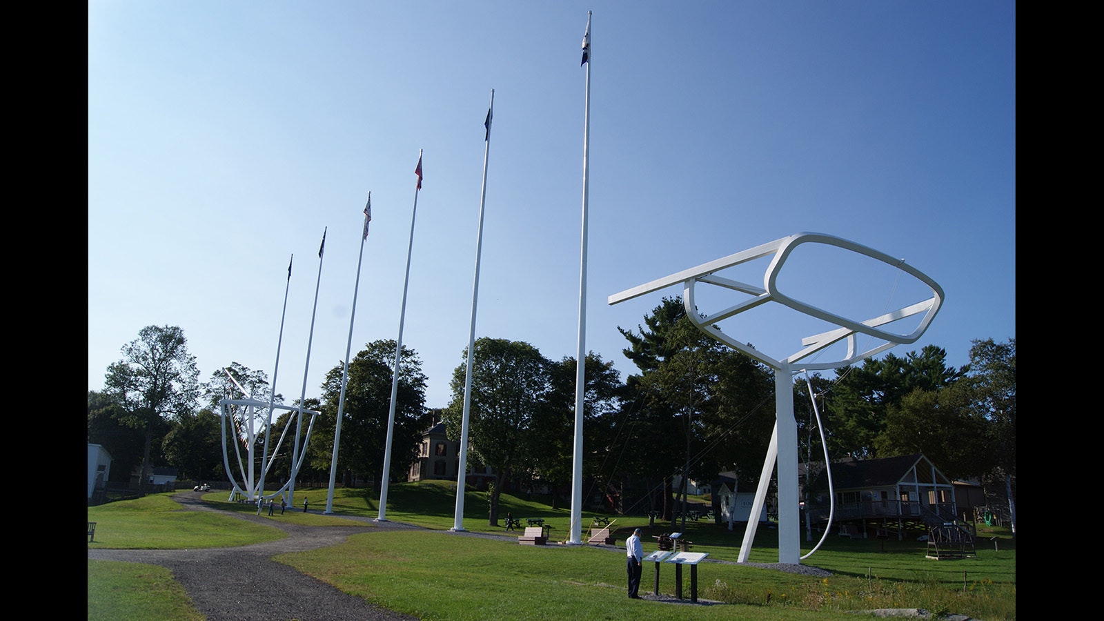 This life-sized sculpture of the Wyoming stands outside the Maine Maritime Museum in Bath, Maine.