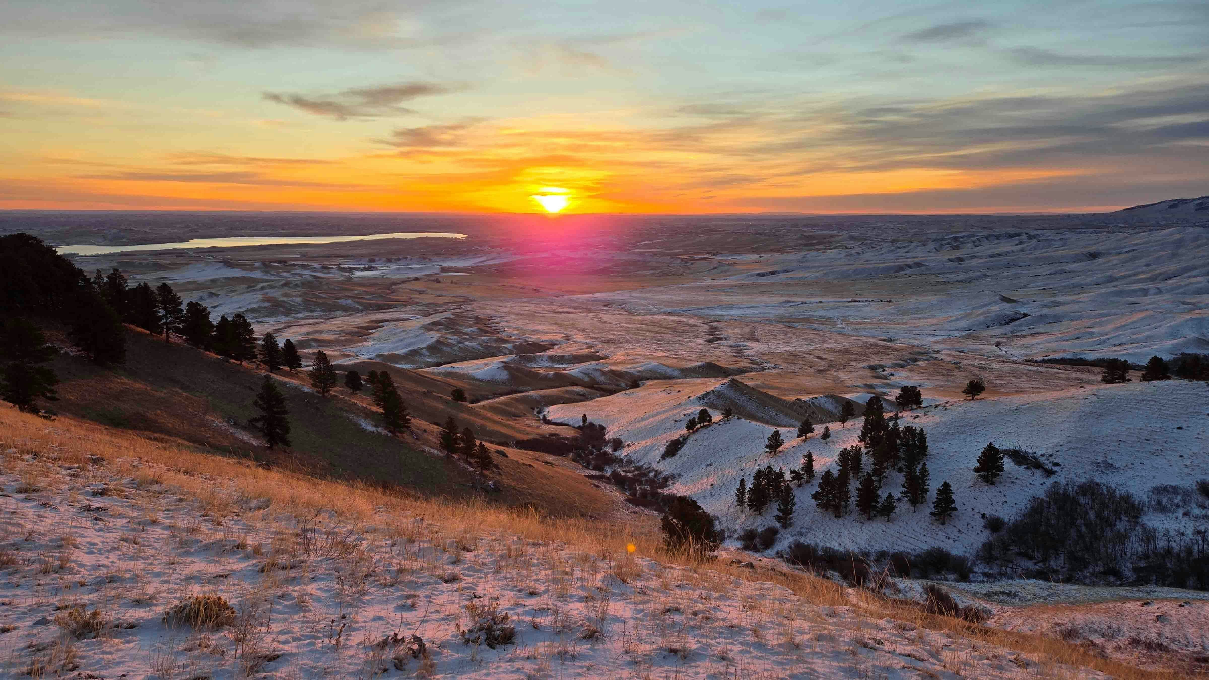 Sunrise looking west of Lake De Smet near Buffalo, Wyoming.