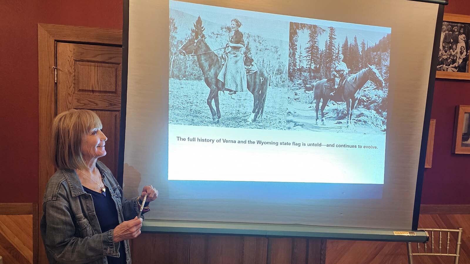 Rebecca Keays talks about her grandma, Verna Keays Keyes, with historians in Laramie.