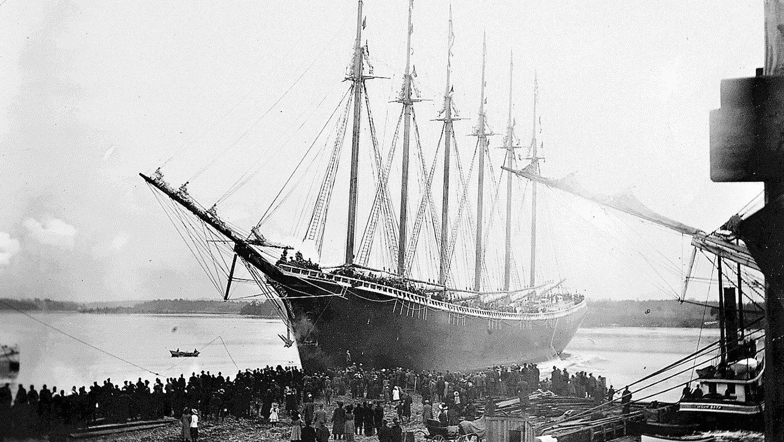 People gather on the dock as the Wyoming prepares to launch in this undated photo.
