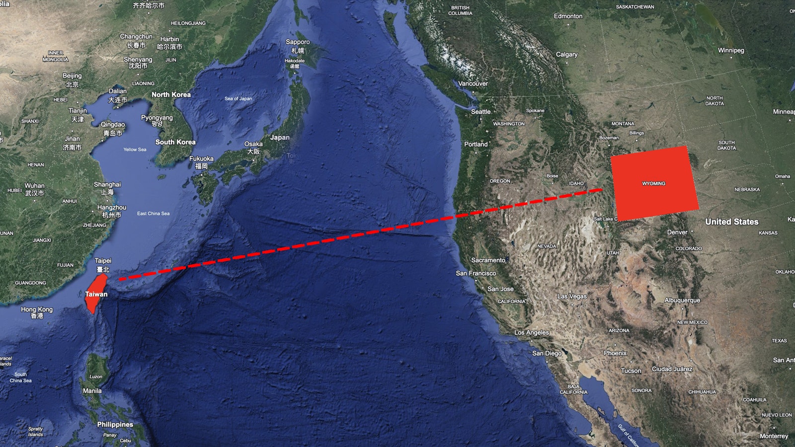 Wyoming to Taiwan