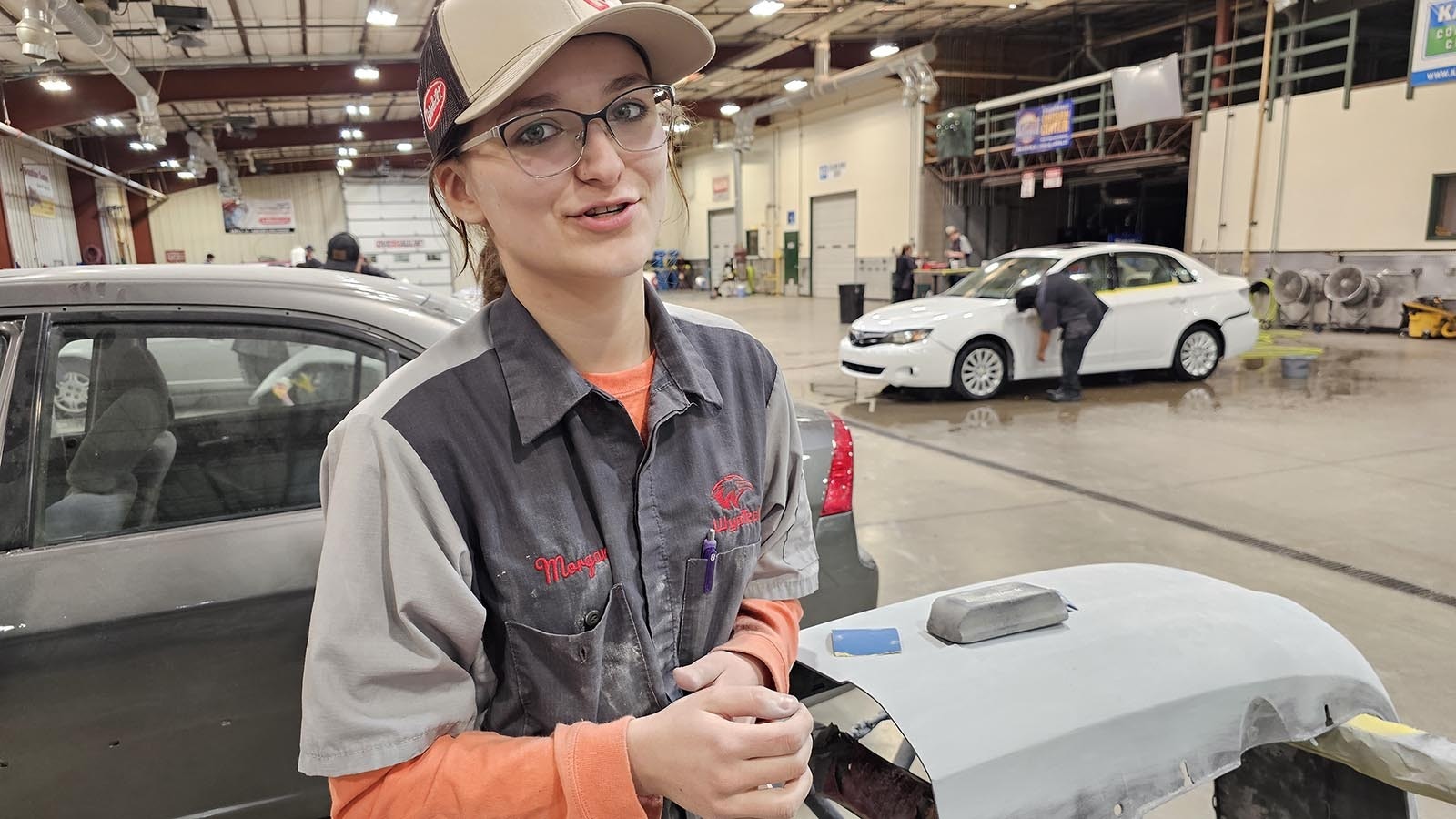 Morgan Graber styling in a new Peterbilt hat was excited about the job she nabbed with Peterbilt during the career and technical training school's most recent job fair.