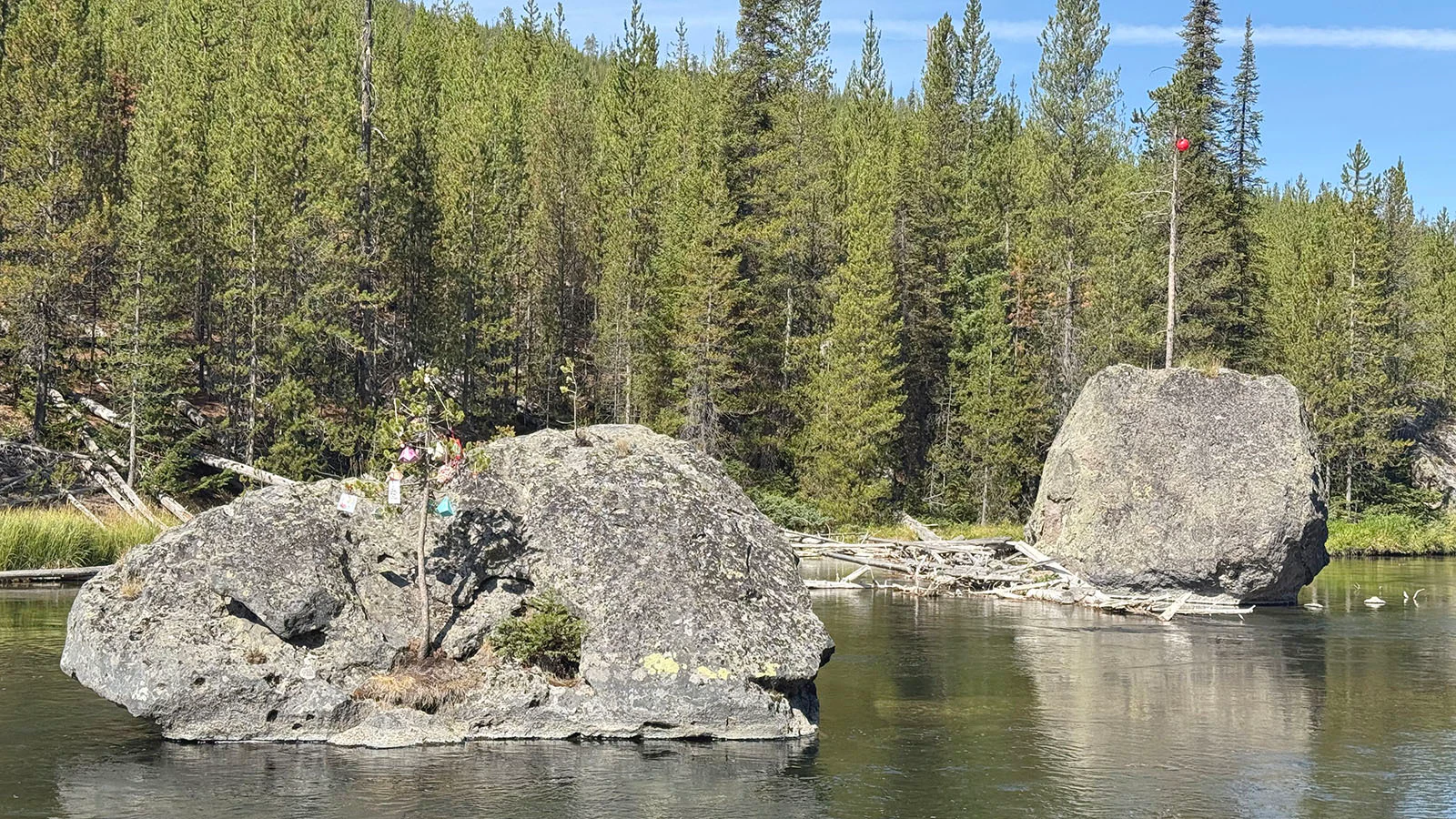 Another long-standing tradition during Christmas in August is the decorating of Christmas Tree Rock in the Firehole River, three miles south of Madison Junction.