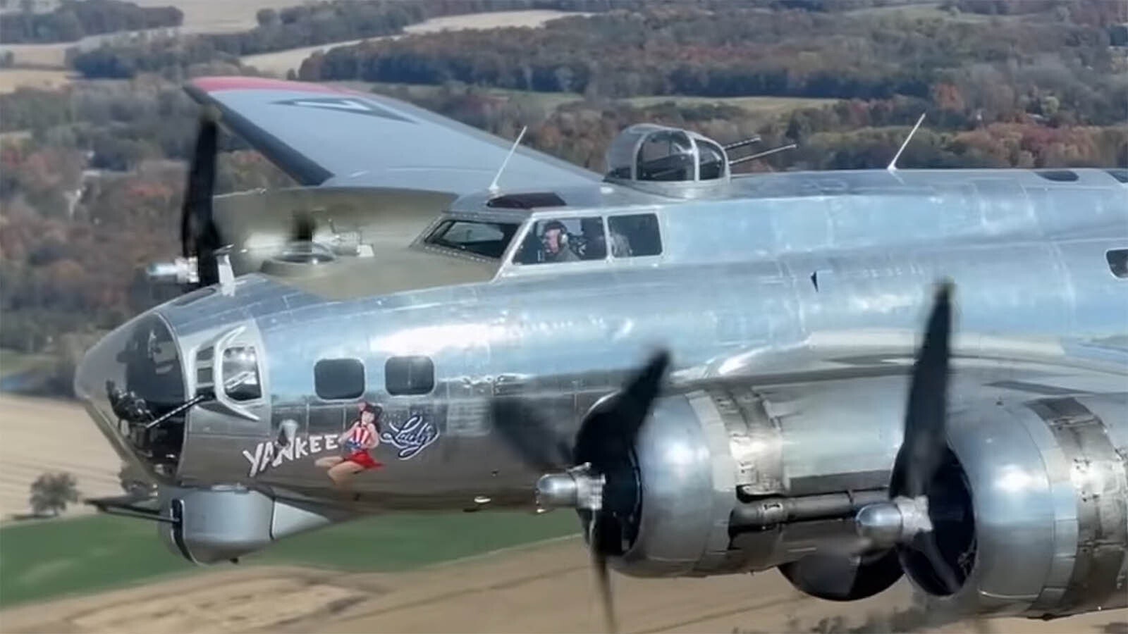 The final flight of the Yankee Lady over her home airport before the B-17's final cross-country flight, including over Wyoming.