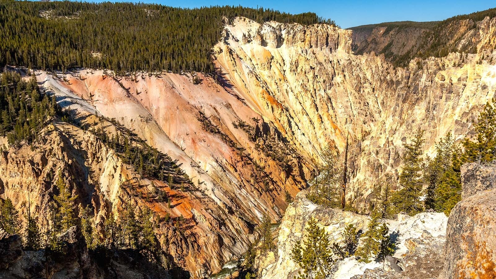 Artist's Point in Yellowstone National Park shows some of the yellow stone that led to the park's name.