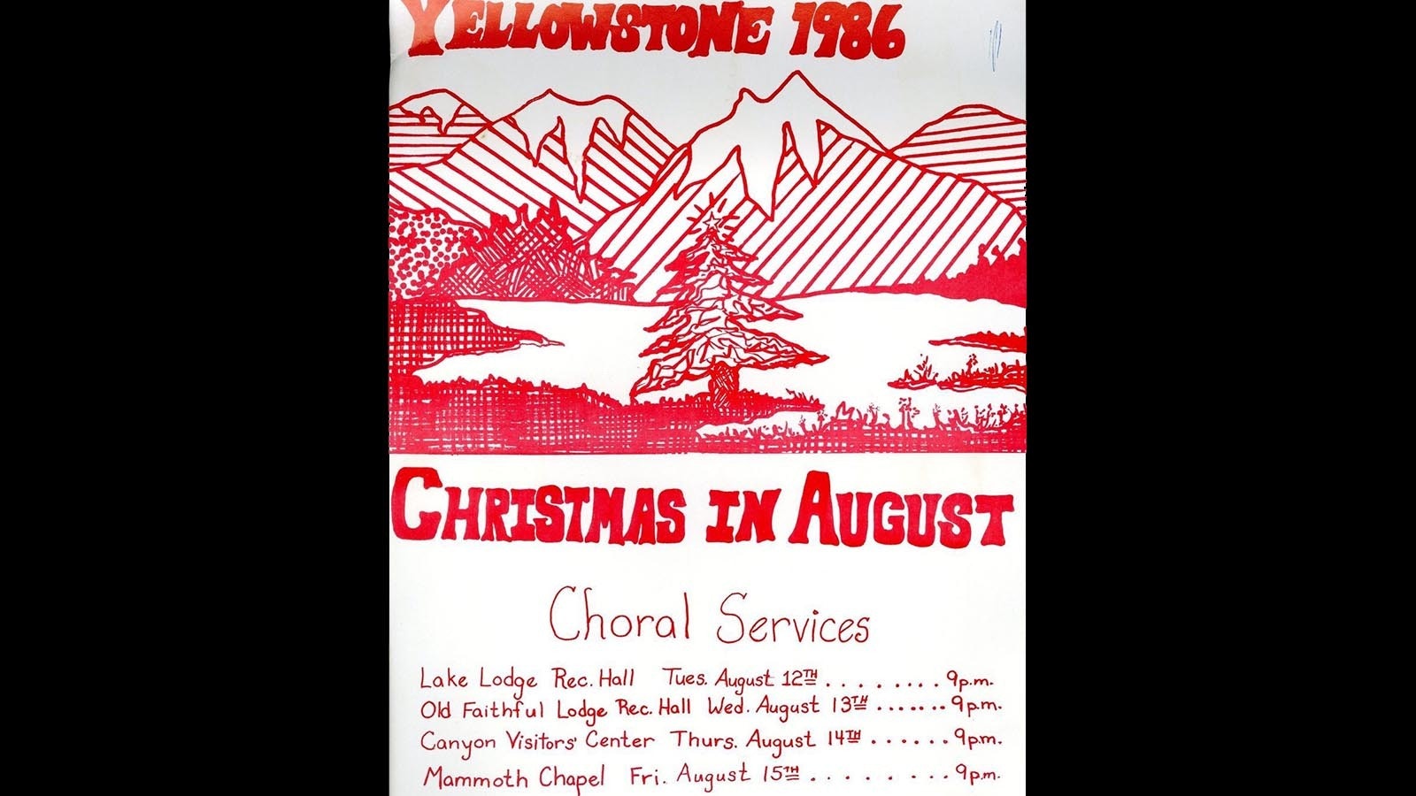 Christmas poster in Yellowstone from 1986.