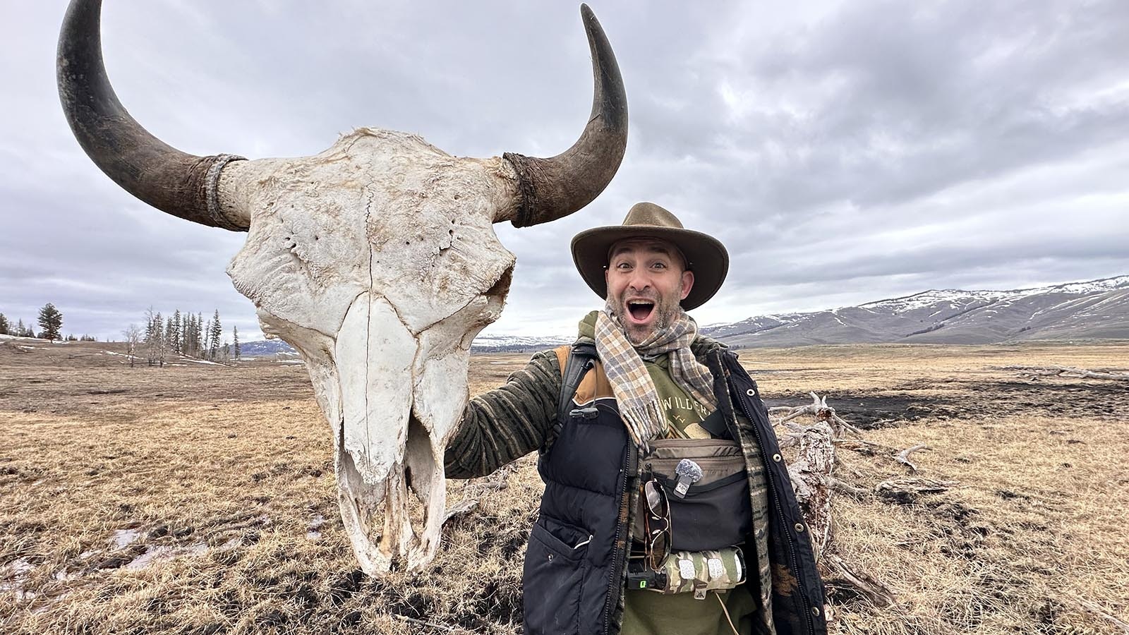 Outdoor adventure influencer Coyote Peterson found this bison skull in a remote “animal boneyard” in Yellowstone National Park. After admiring it, he left it there. It’s illegal to remove animal parts from Yellowstone.