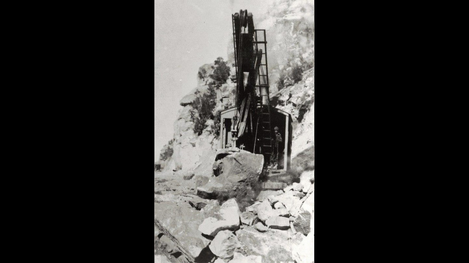 In 1923, equipment was able to be brought in to build the Yellowstone Highway through the Wind River Canyon, thanks in part to the railroad on the opposite side of the Wind River.