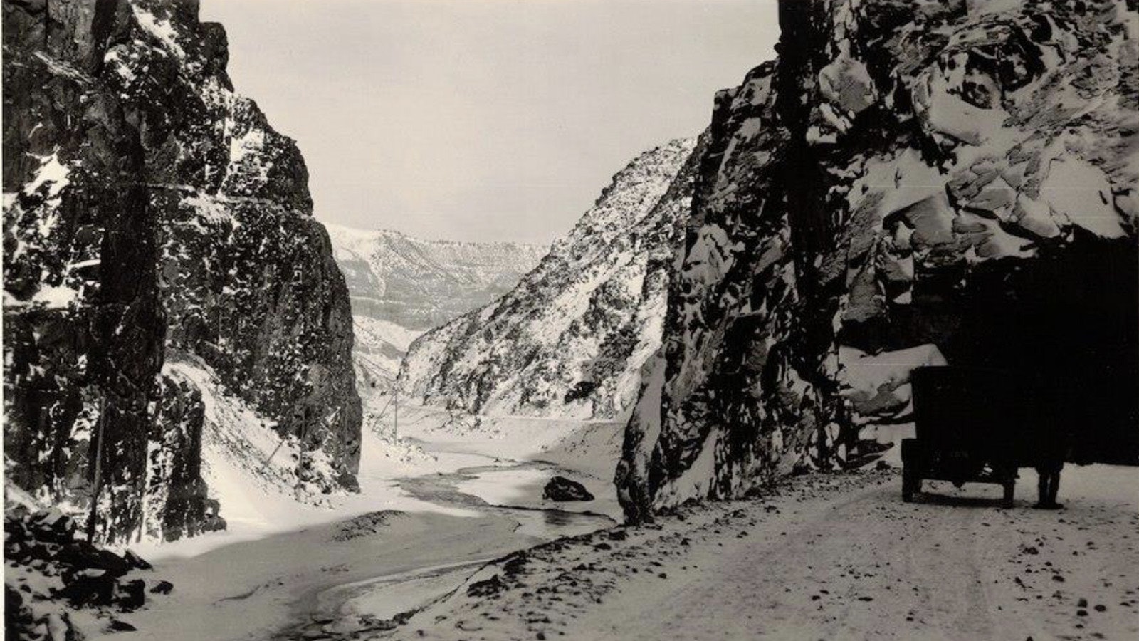 During the 1924 dedication of the Yellowstone Highway through the Wind River Canyon, the cars drove through the three tunnels that had just been finished, over-budget and bankrupting the company who had won the bid to build.