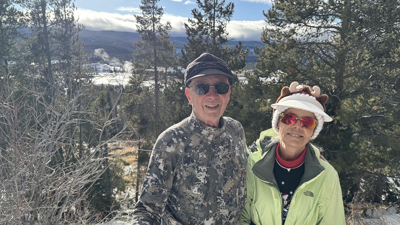 Vito and Terry Quatraro of Bozeman, Montana, on their way to Observation Point above Old Faithful in Yellowstone National Park.