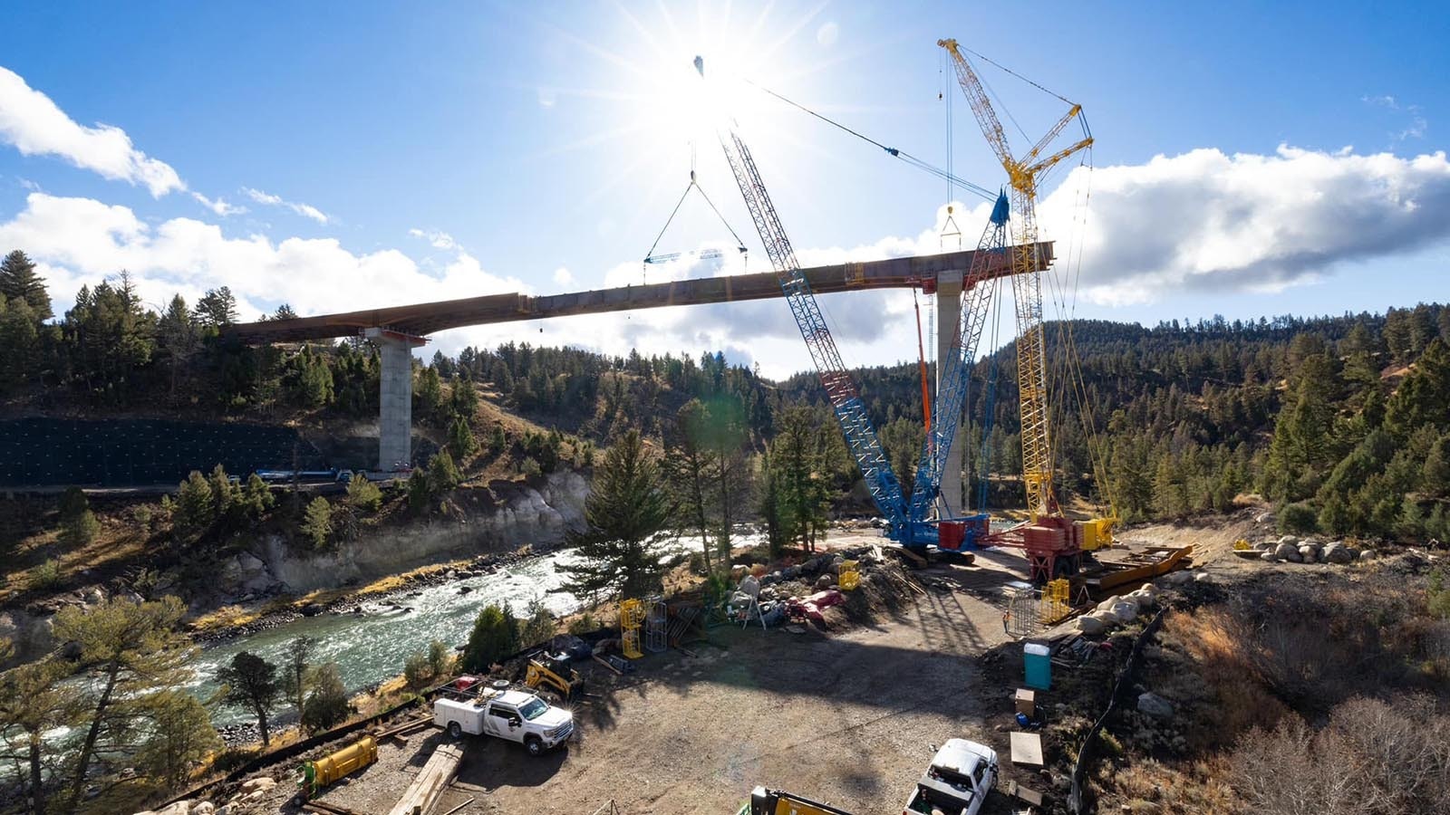 Work progresses on a massive $118 million project to replace the Yellowstone River Bridge in the national park. The new bridge will be 180 feet tall and 1,285 feet long.