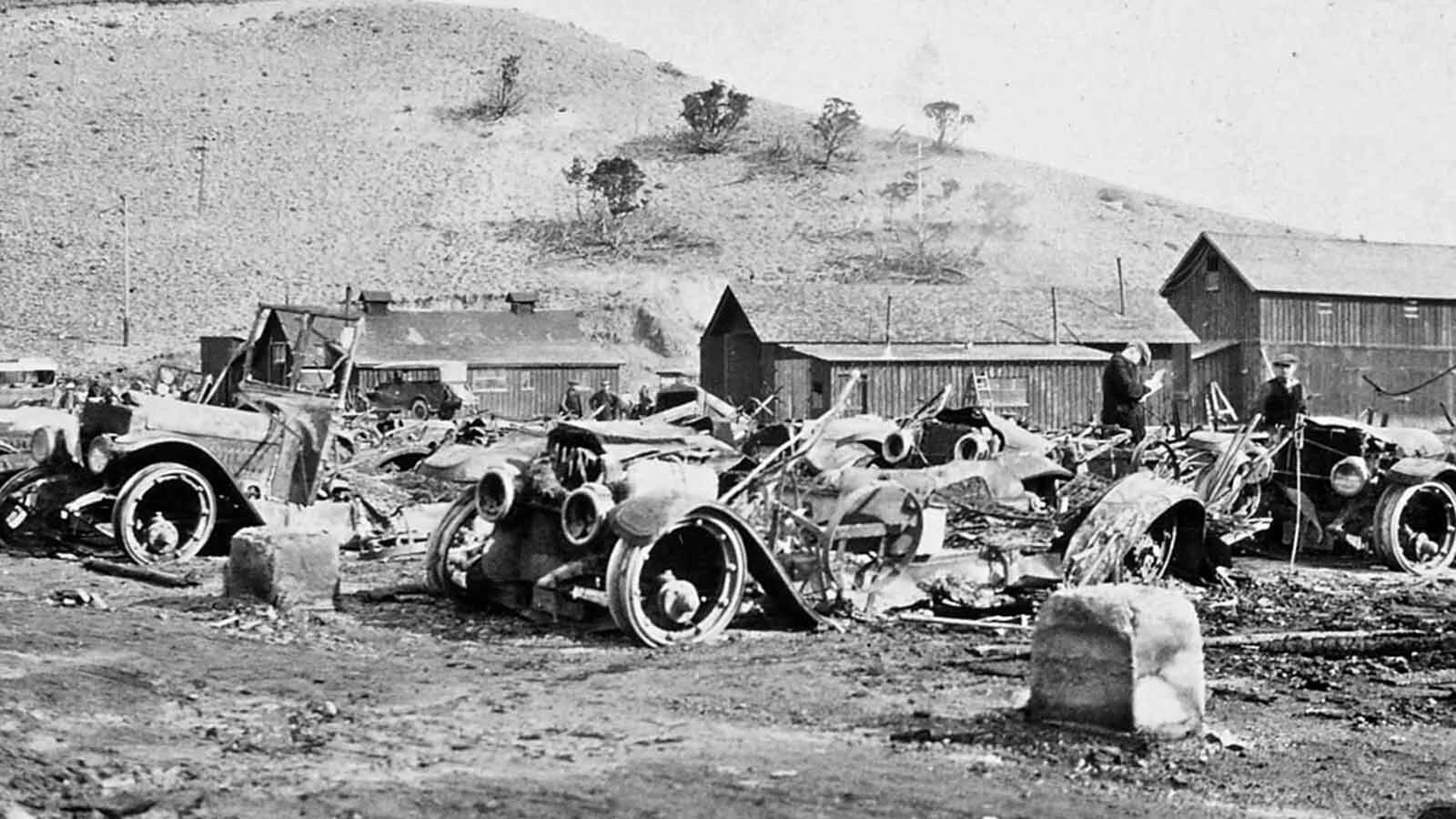 An exploding oil furnace destroyed 81 tour buses at Mammoth Hot Springs on March 30, 1925, threatening to cripple Yellowstone's transportation system with the summer season weeks away. A mammoth effort rebuilt the fleet in time for the park’s opening.