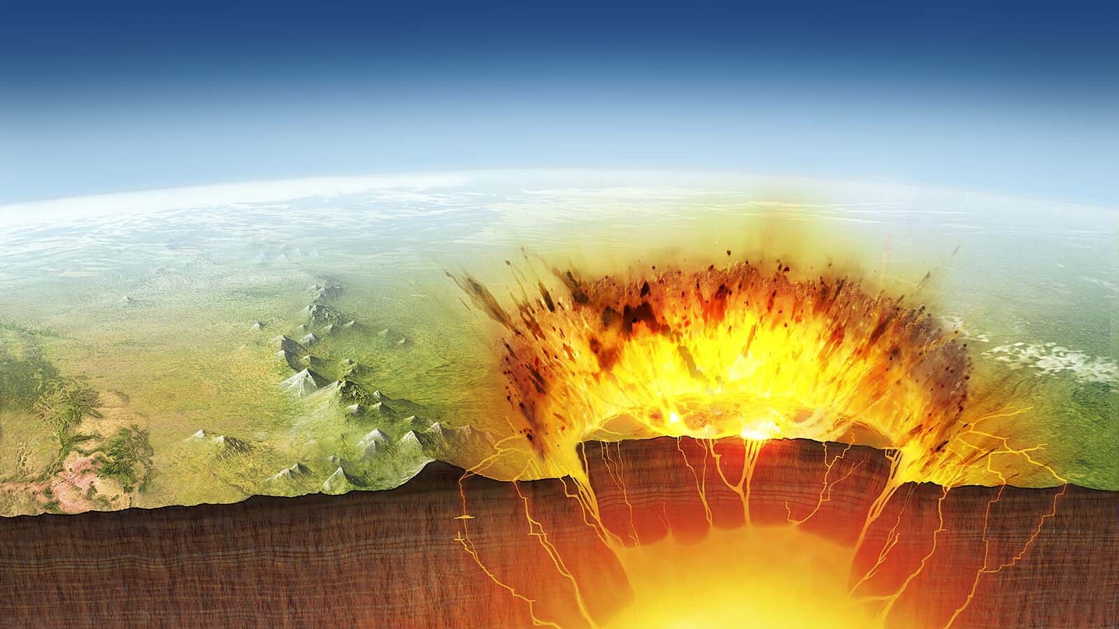 There hasn't been a volcanic eruption in Yellowstone National Park for more than 70,000 years. Whenever the next one comes, it’s likely to be a massive lava flow instead of a humanity-ending explosion. Yellowstone National Park is sited above an underground magma chamber. It is, in effect, a potential supervolcano.