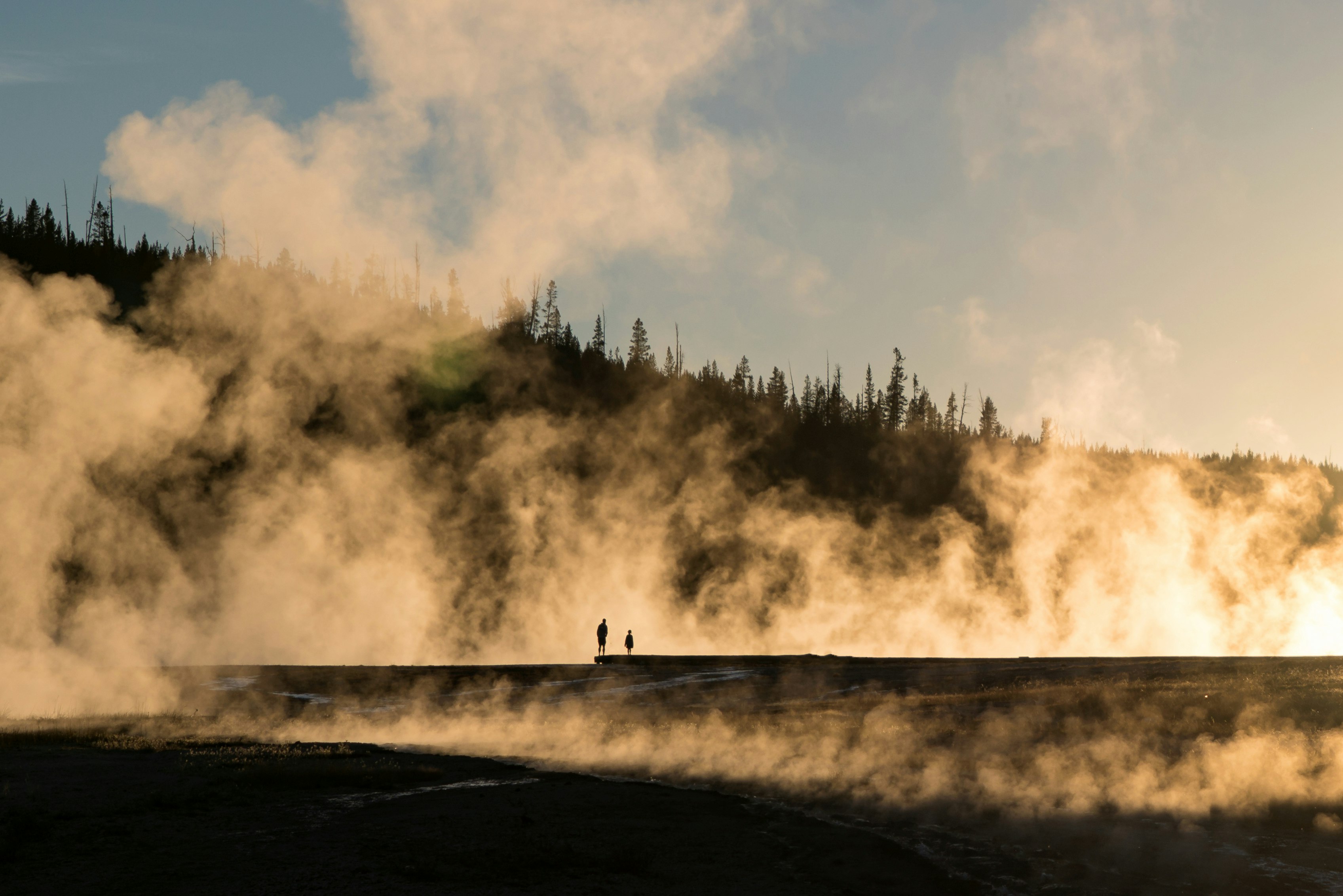 Steam rising from a hot spring at Yellowstone National Park.