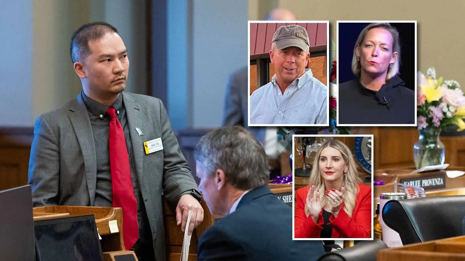 State Rep. Mike Yin, D-Jackson, far left, and, from top left, Brent Bien, Rebecca Bettel and Megan Degenfelder, below.