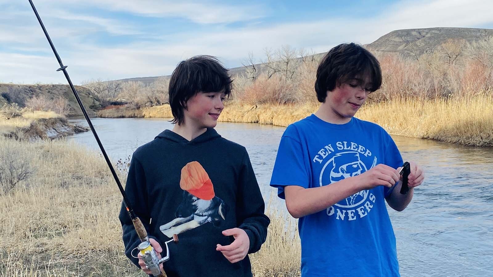 Typical Hike Day for Lein and Liam Jordan near their home in Bighorn.