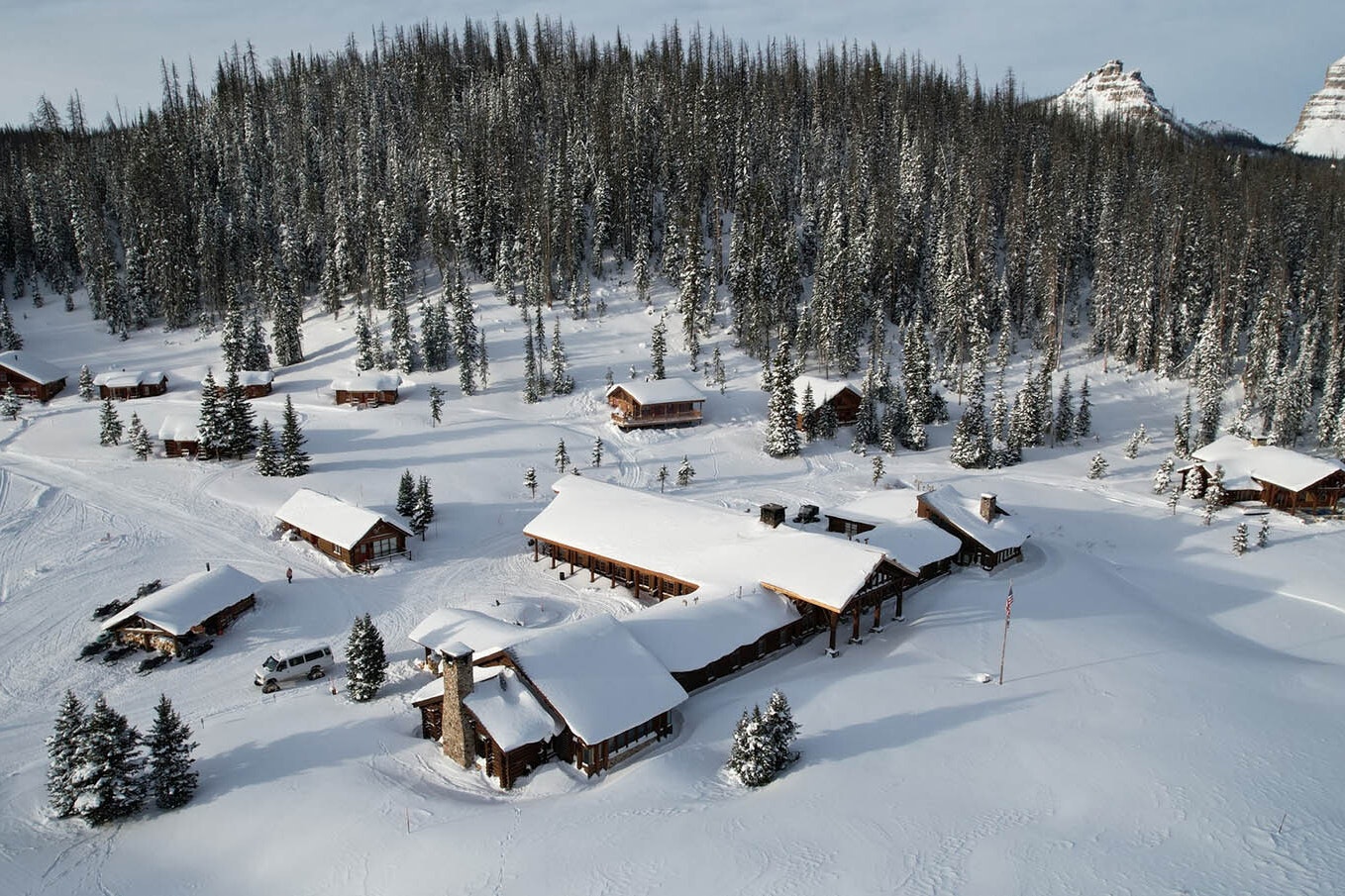 During Wyoming's legendary winters, Brooks Lake Lodge is a natural playground. But the only way to get there is in a snowcat or on a snowmobile.