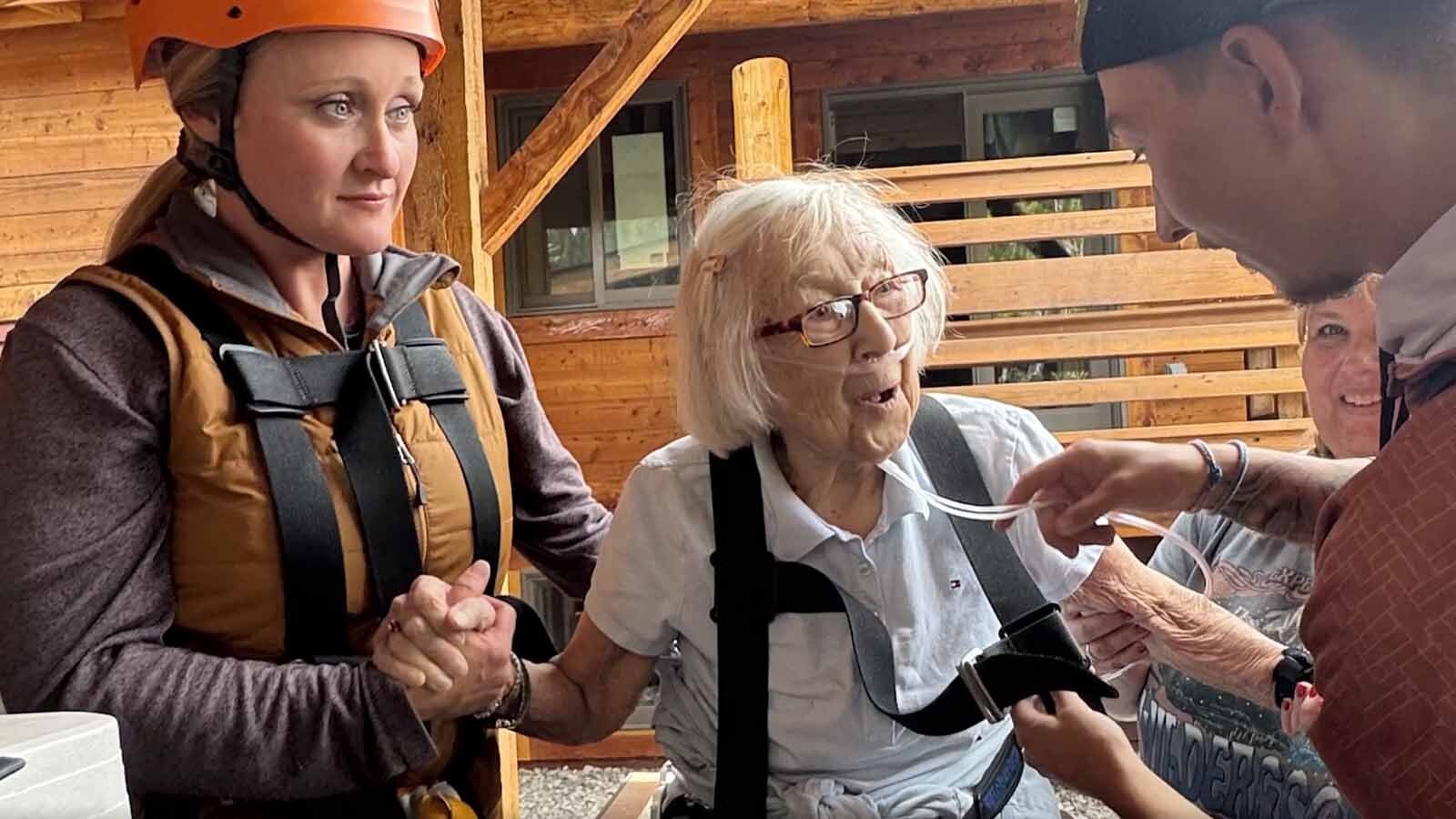 The Crossings assisting living resident Marklyn Lynn turned 100 this past spring, so as a late birthday presnent the facility arranged for her to check off her last bucket list item — to go ziplining.