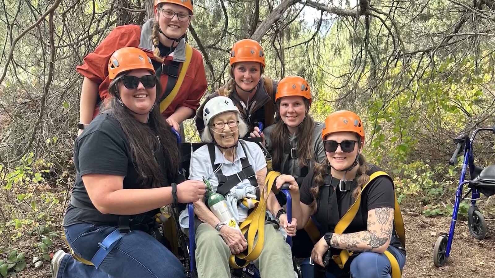 The Crossings assisting living resident Marklyn Lynn turned 100 this past spring, so as a late birthday presnent the facility arranged for her to check off her last bucket list item — to go ziplining.