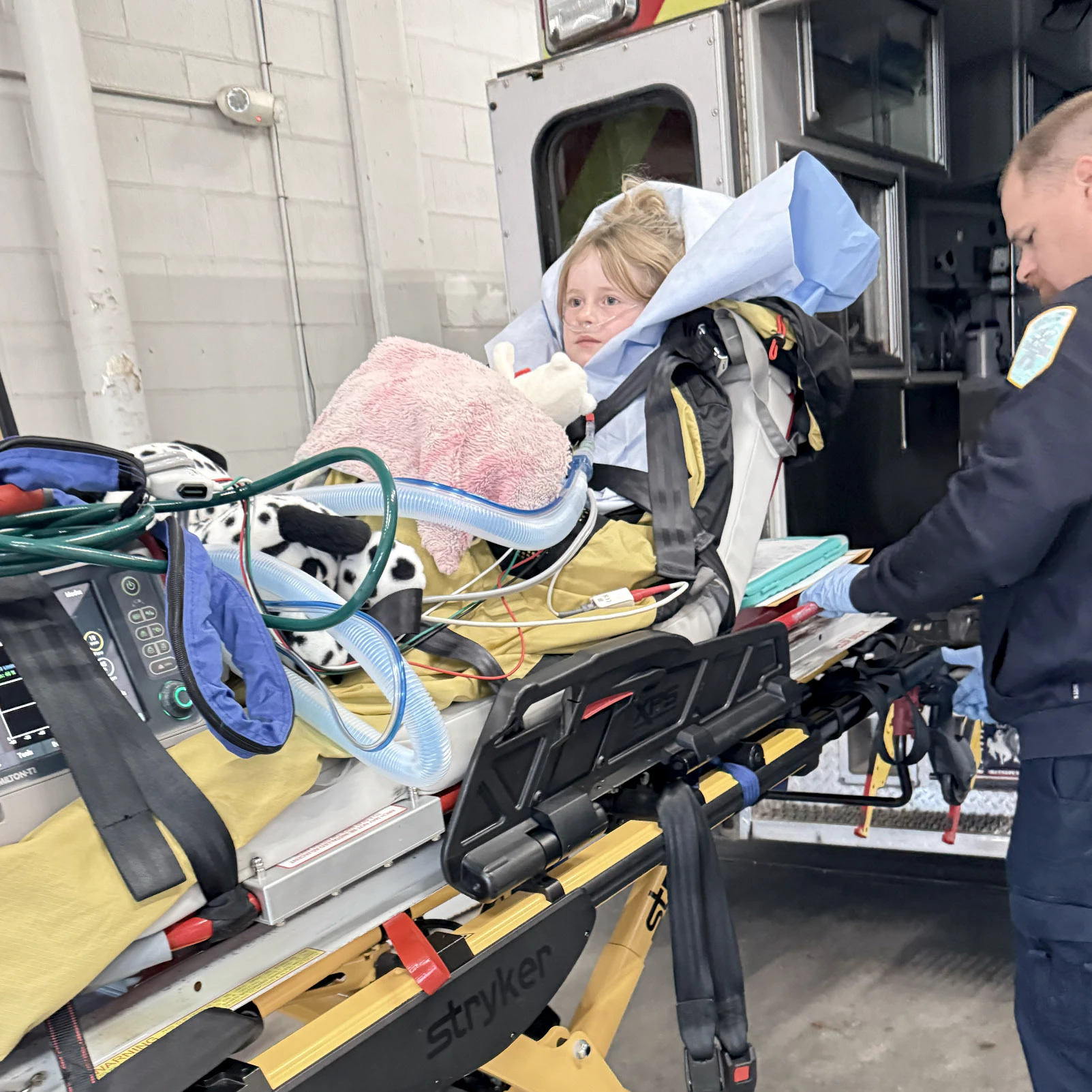 Seven-year-old Octaveia “Tavey” Mindrum is cared for aboard an AirLife medical aircraft during her transfer from Gillette to Children’s Hospital Colorado after becoming severely ill with rhinovirus.