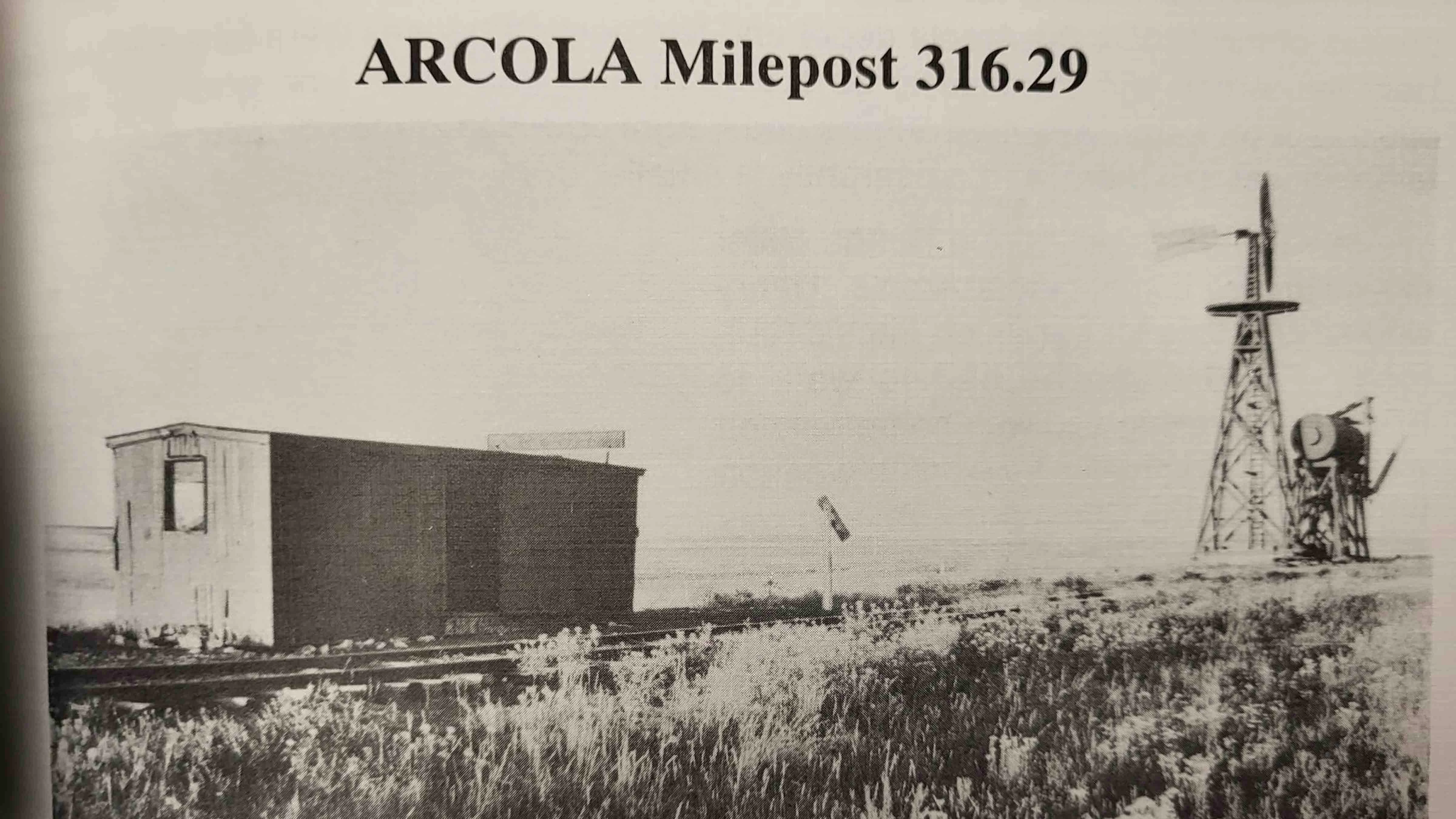 Historical photo of the Arcola Milepost