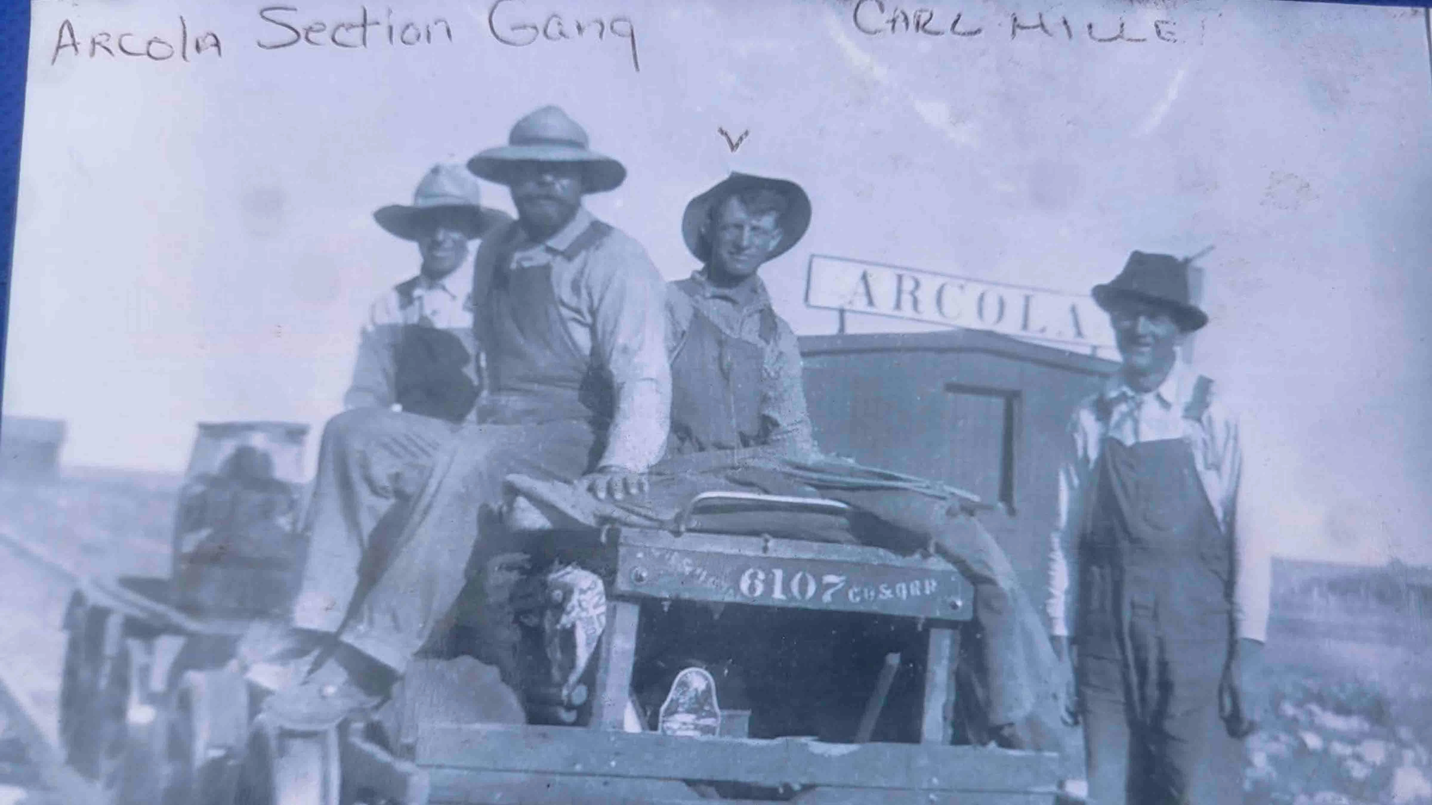 Historical photo of the Arcola Section Gang. Unknown year.