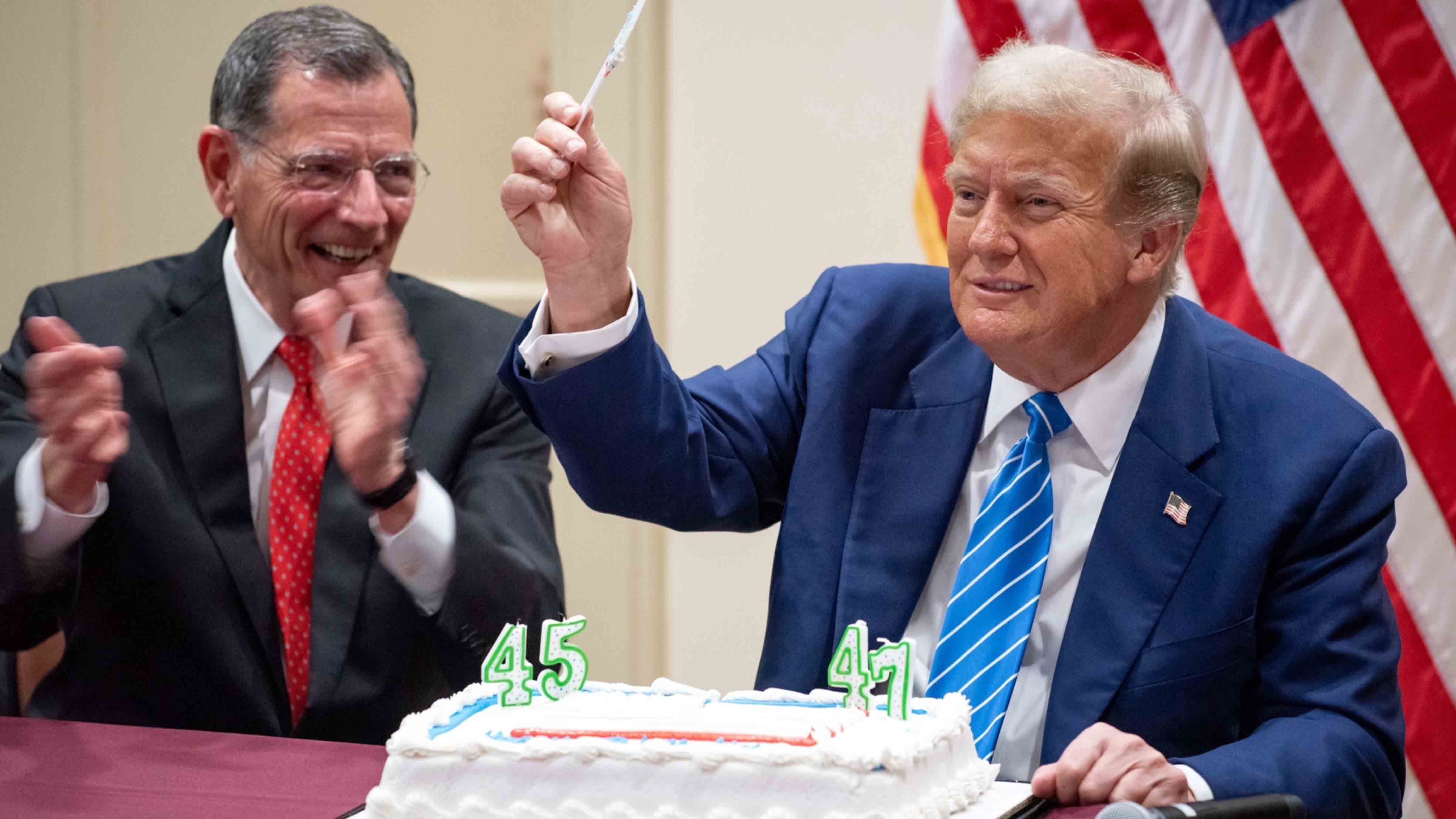 U.S. Sen. John Barrasso celebrates former President Trump's birthday on Thursday.