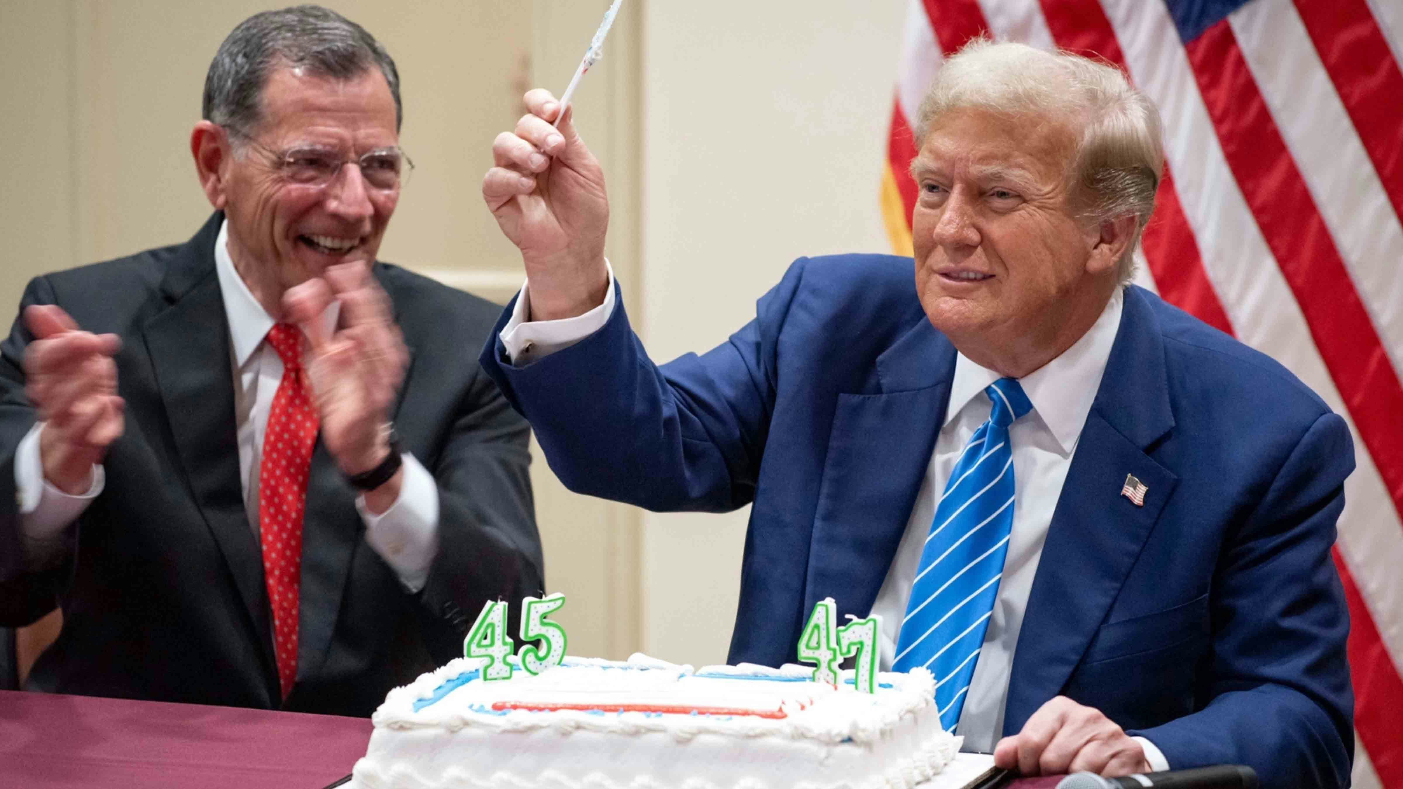 U.S. Sen. John Barrasso celebrates former President Trump's birthday on Thursday.