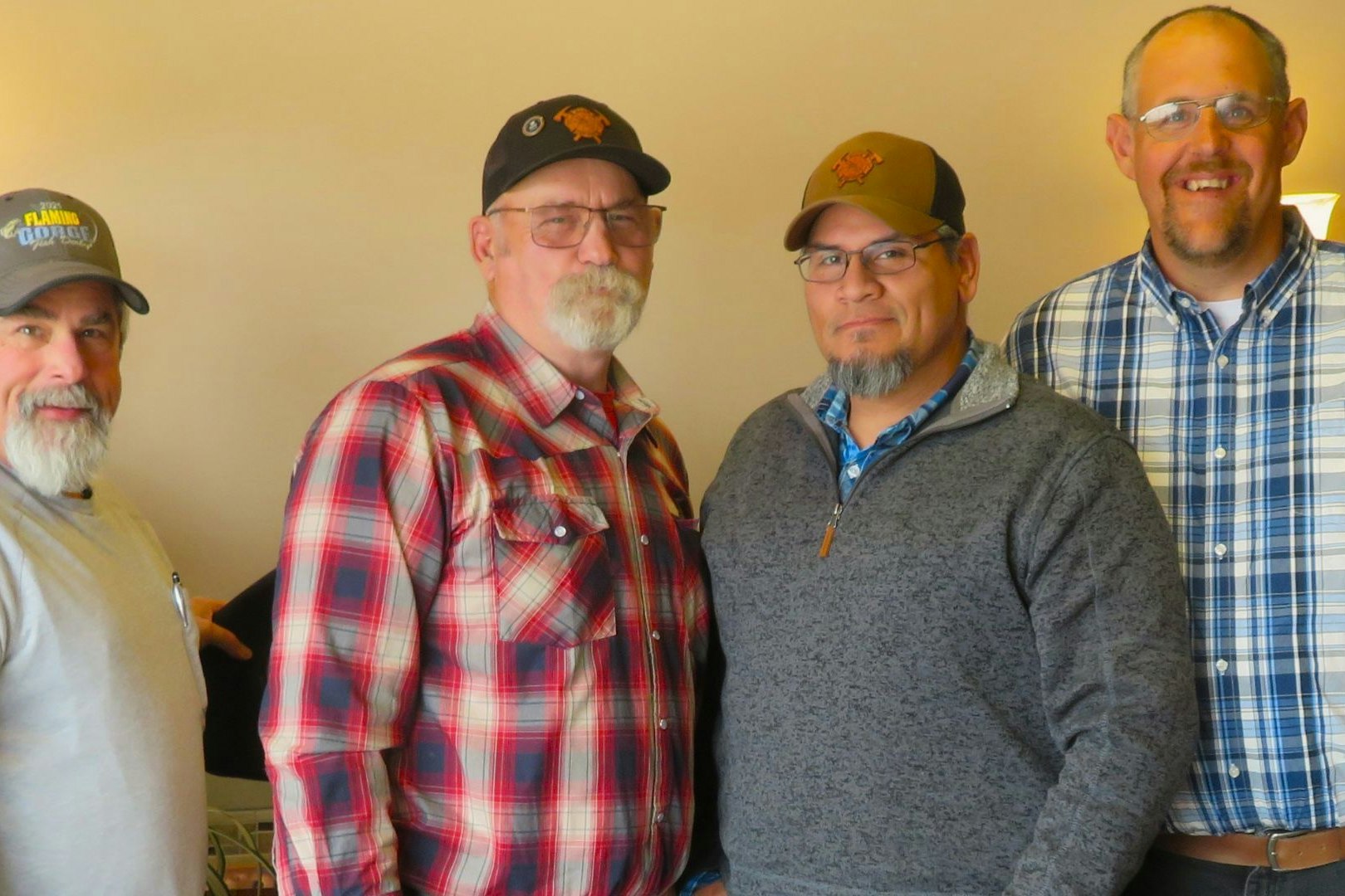Wyoming Department of Transportation workers, from left, Craig Brown, Fred Sherburne, Catarino Zapata and Logan Whipple were recently recognized for their heroic actions saving a man from a suicide attempt in January.