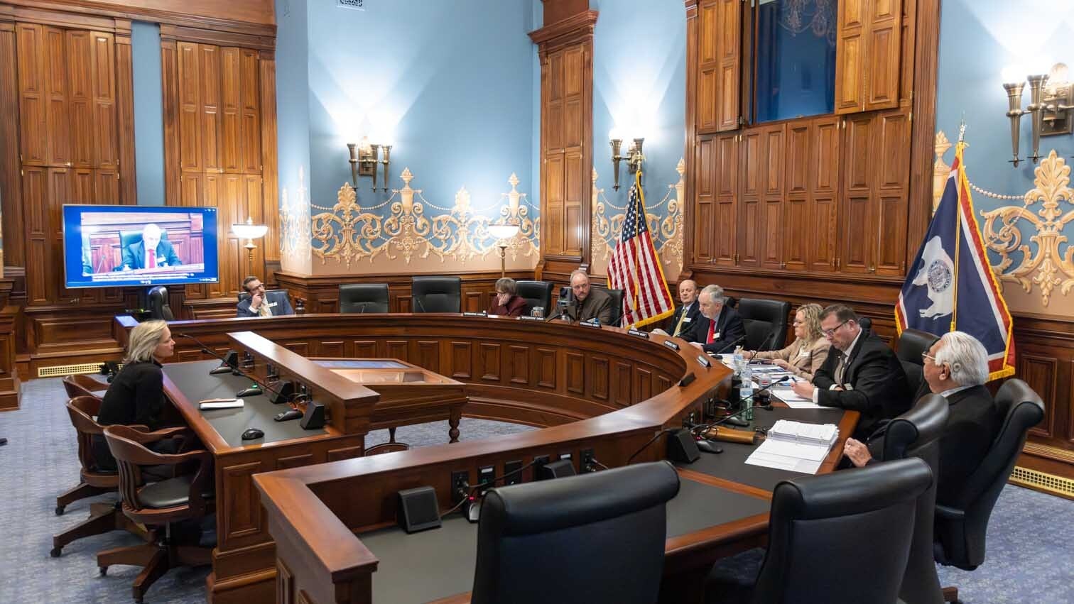 Teton County GOP leader Rebecca Bextel testifies Thursday for the House investigative committee about checks she handed out to legislators on the House floor on Feb. 9, 2026.