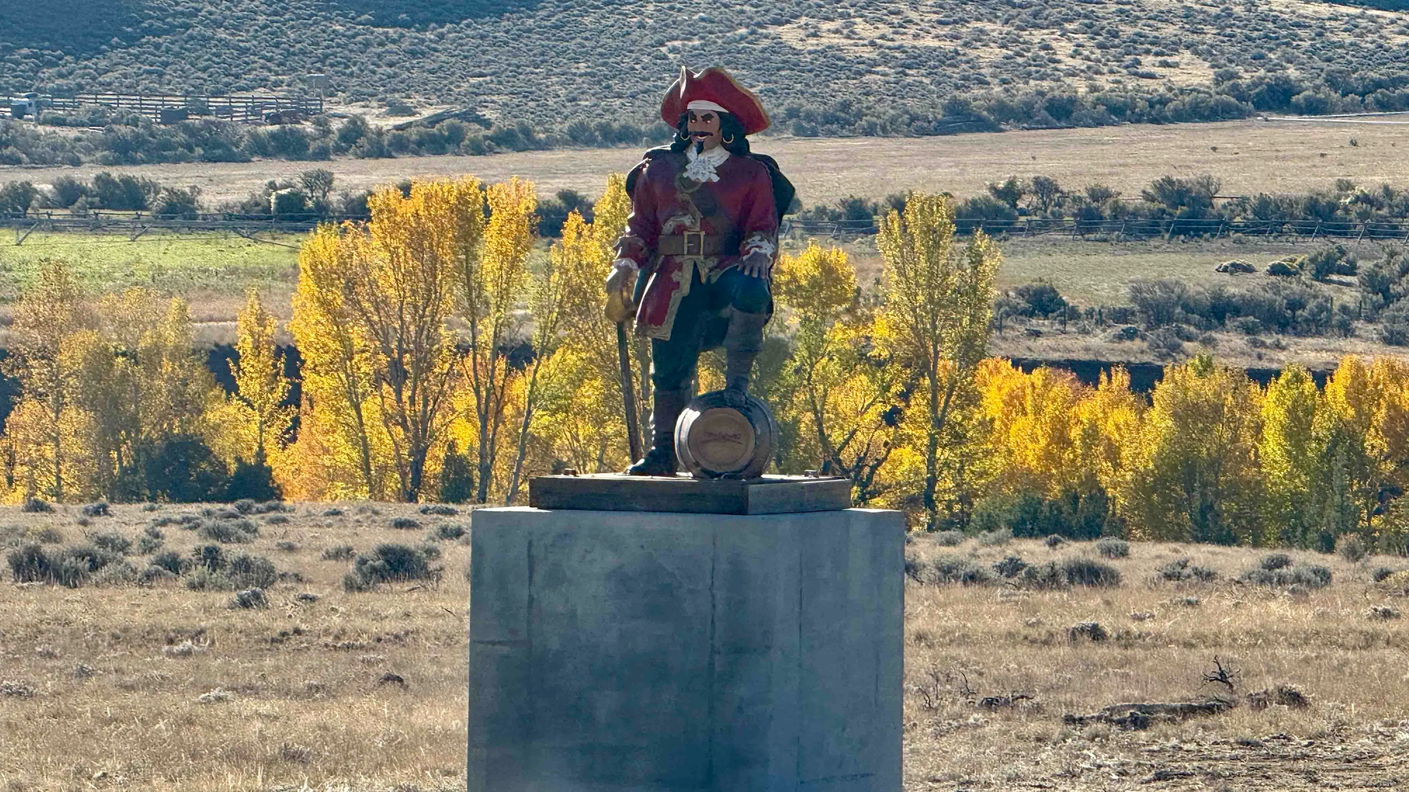 The iconic Wapiti Big Boy, perched along the North Fork Highway between Cody and Yellowstone National Park for 13 years, has been replaced by Seagram's Captain Morgan. Not to worry, says owner James Geier: Big Boy will return after a little rehab.