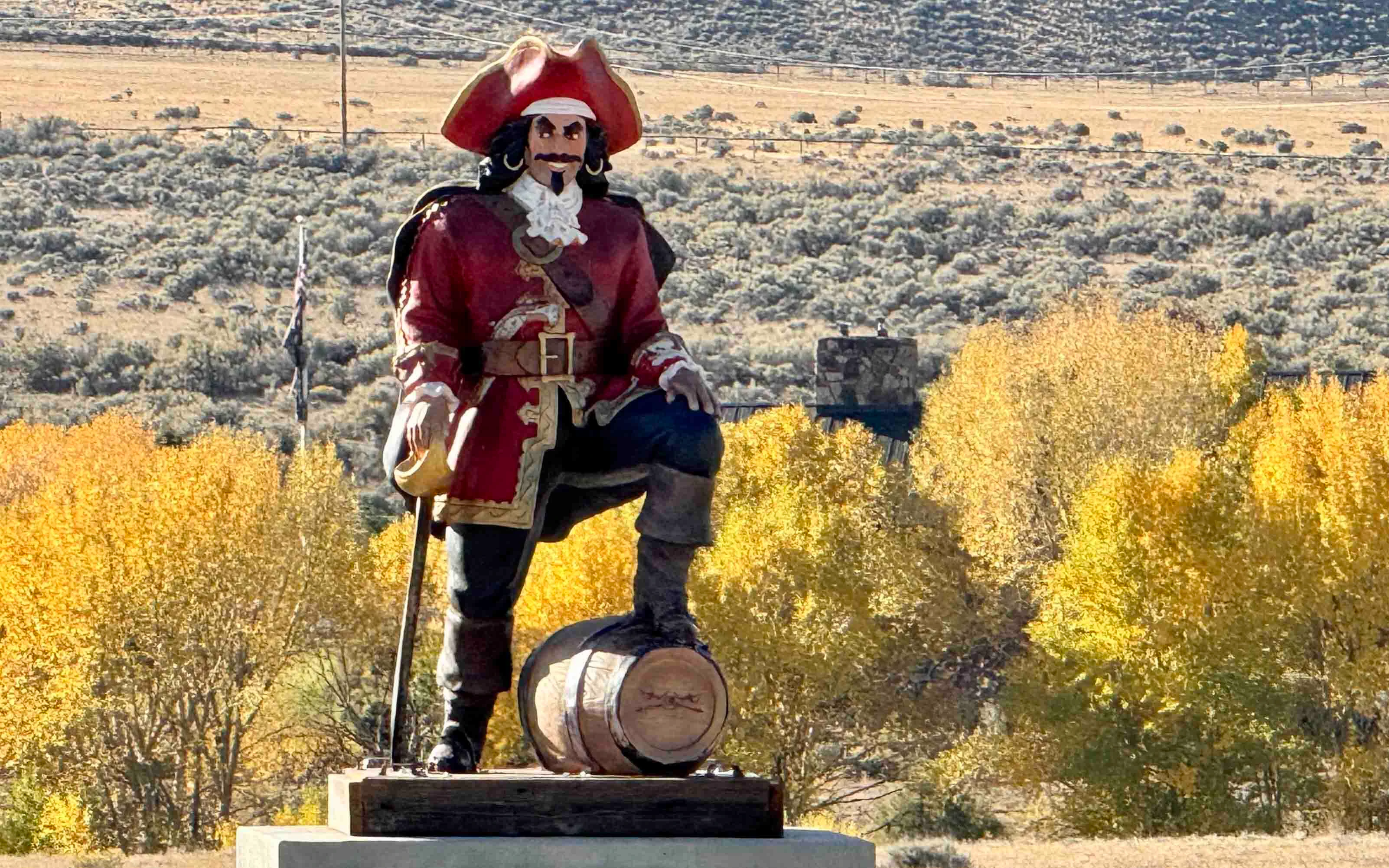 The iconic Wapiti Big Boy, perched along the North Fork Highway between Cody and Yellowstone National Park for 13 years, has been replaced by Seagram's Captain Morgan. Not to worry, says owner James Geier: Big Boy will return after a little rehab.