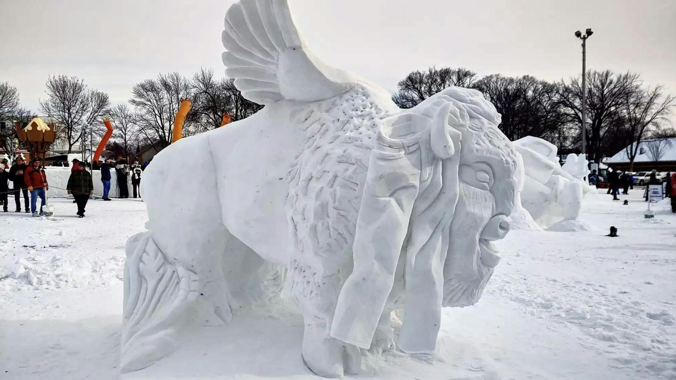 Bison snow sculpture 3 5 23